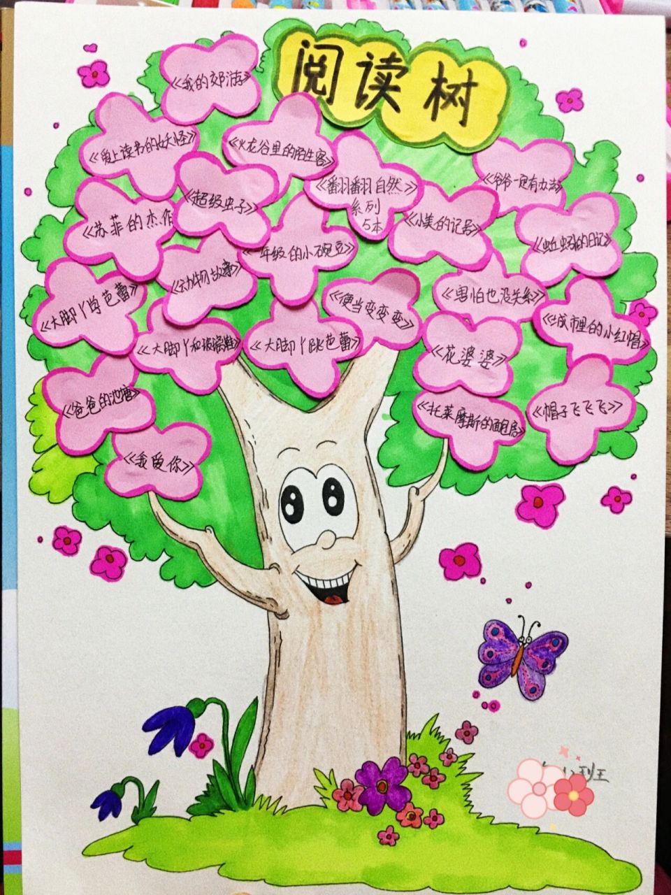 儿童手工贴画 阅读树 简笔画