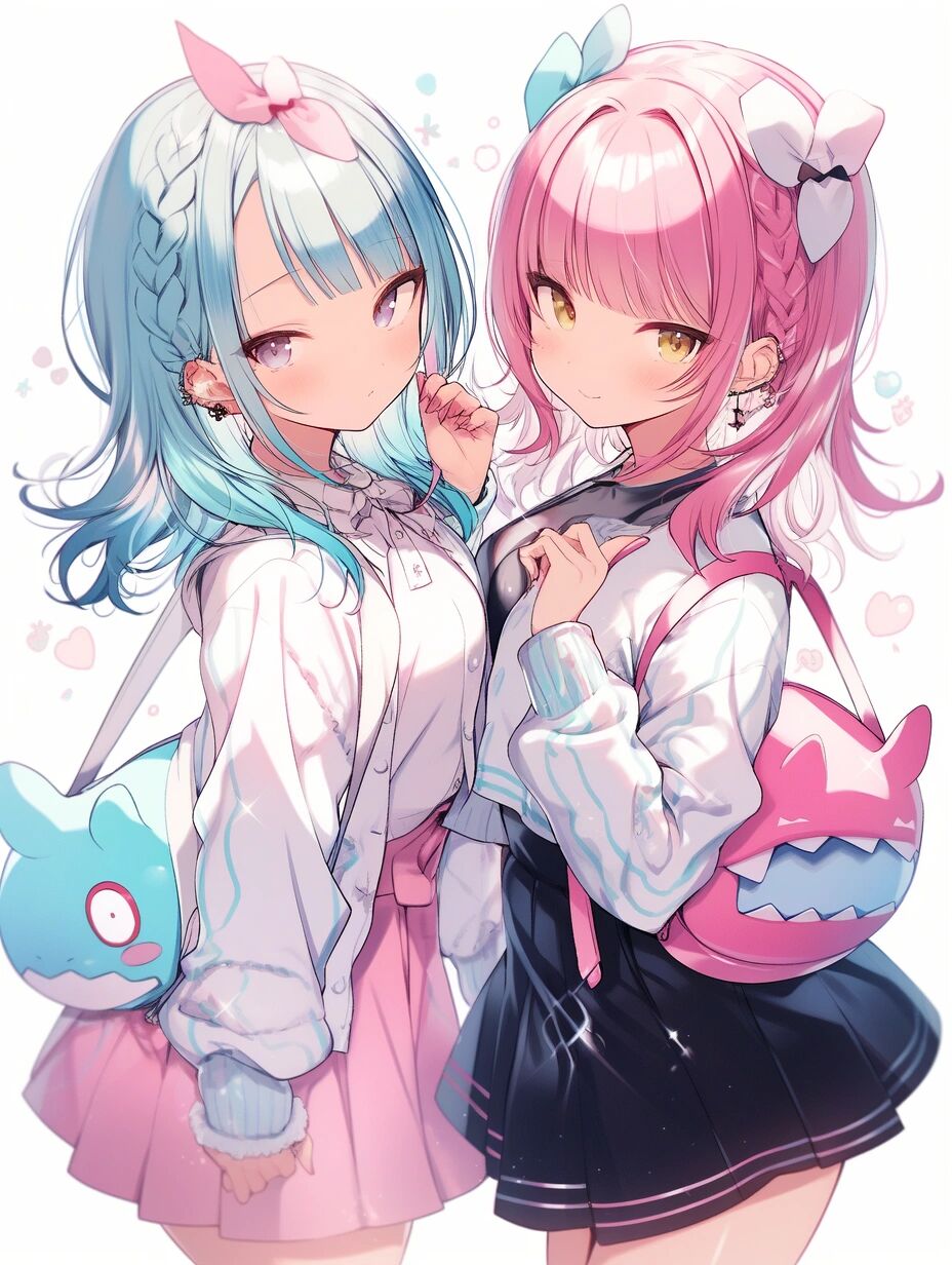 一组粉蓝cp闺蜜