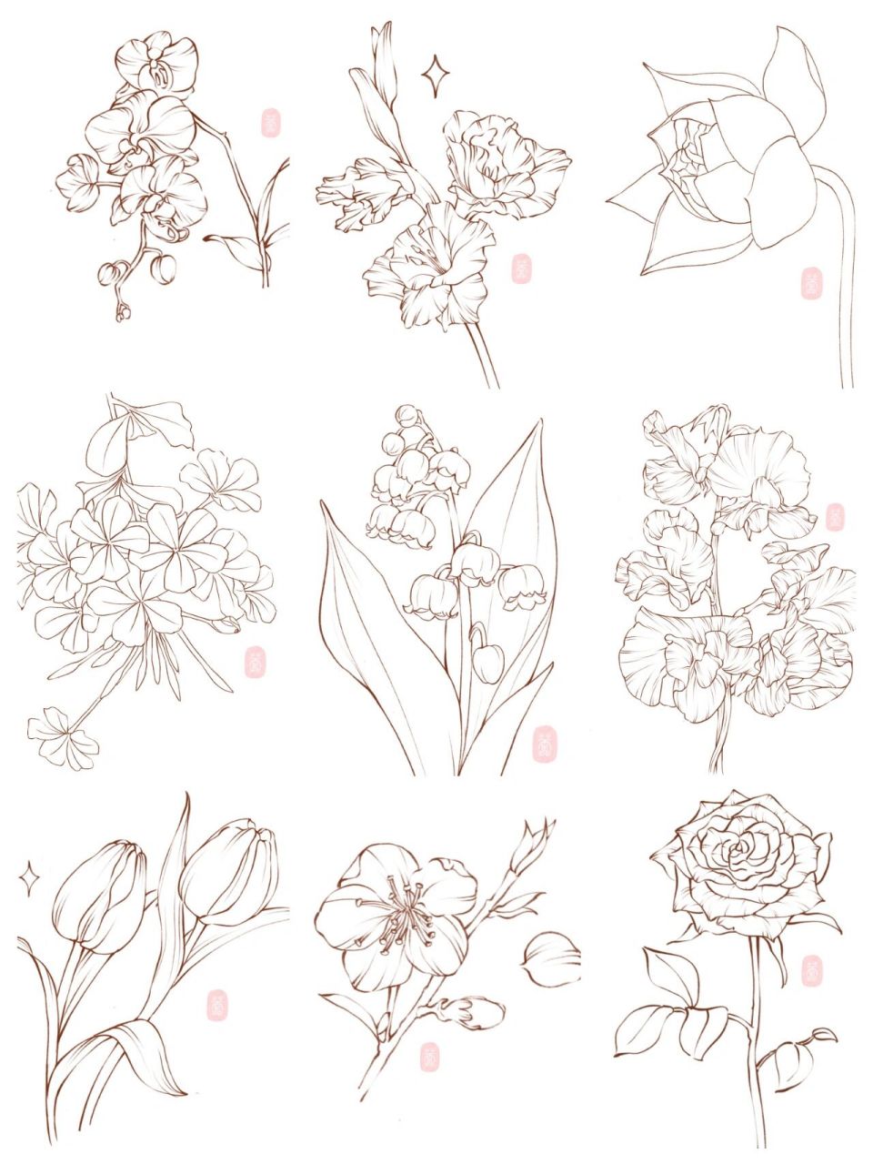 94花花合集78线稿 96整理了一下我画的花花,嗯,可以拿来作为