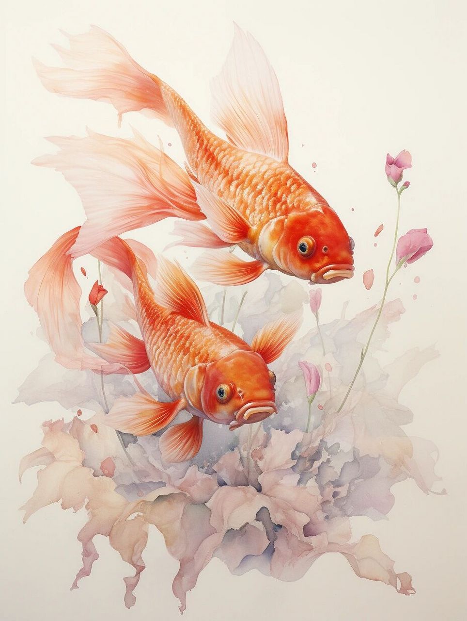 水彩金鱼
