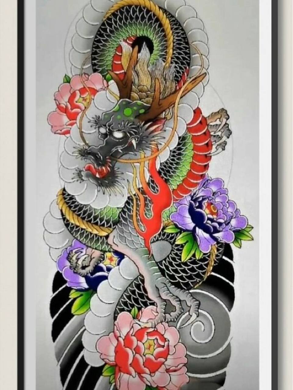 花臂龙手稿77线条 今日更新盘龙腿花臂龙!