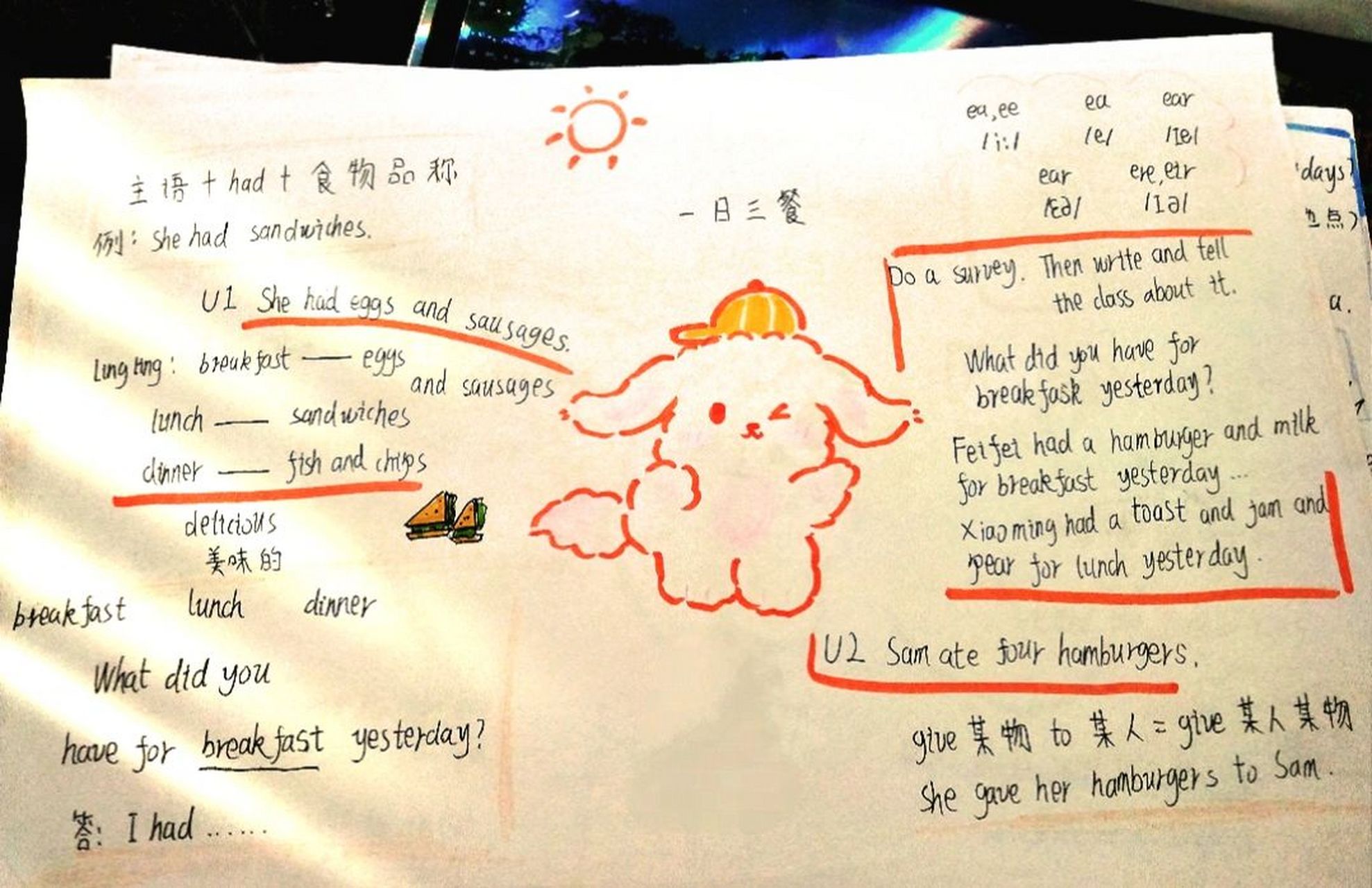 五下英语一日三餐思维导图! 大家好,这里是靠窗.