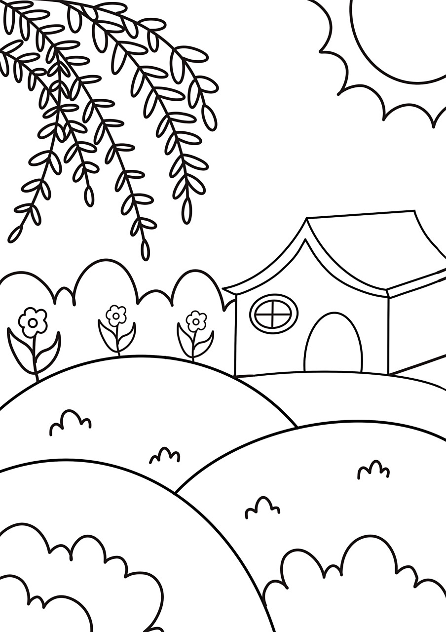 春天主题画 儿童画 创意画 简笔画 线稿