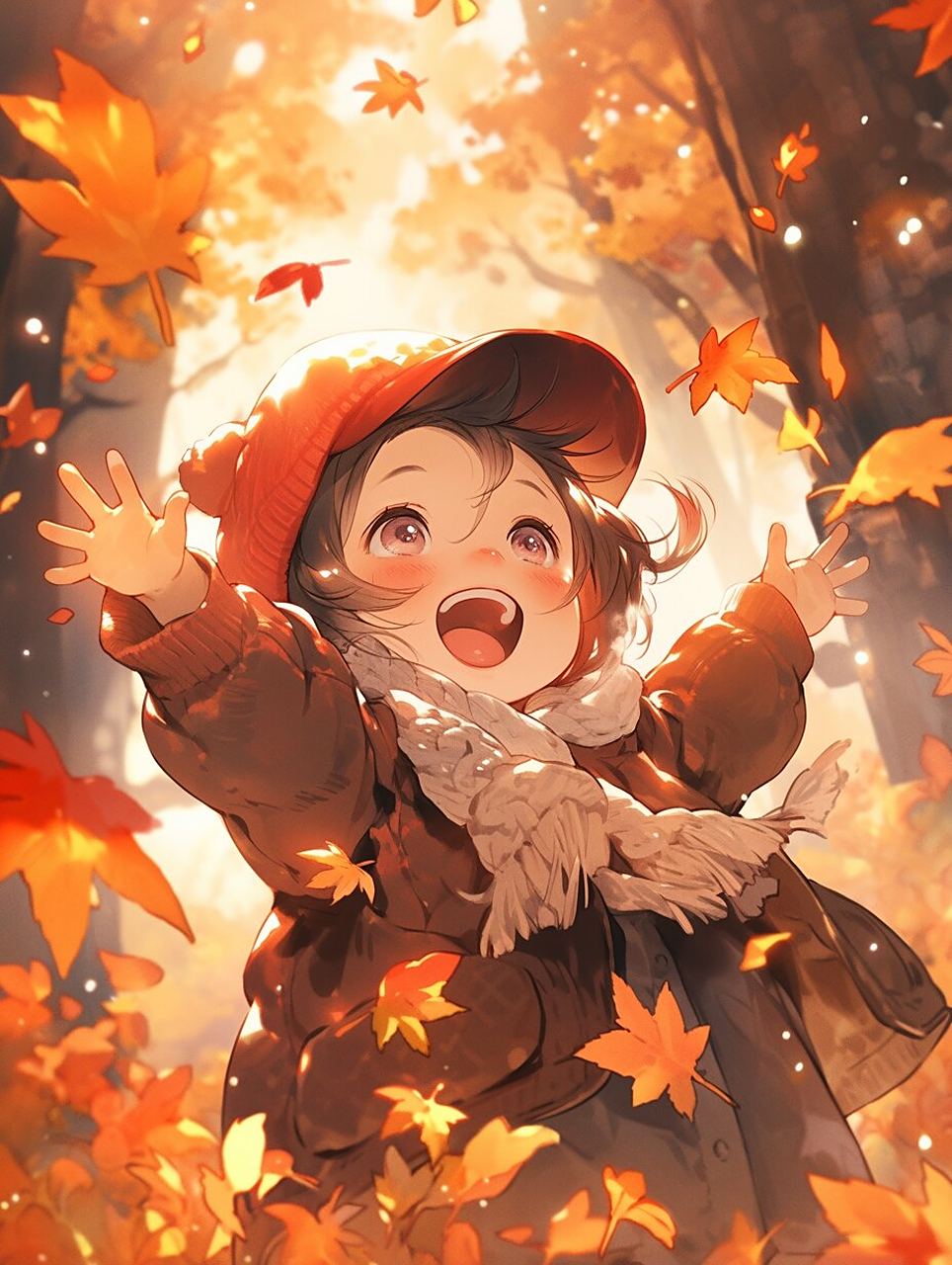 2--秋天可爱女孩头像壁纸 治愈 的笑容加上金色的阳光,心情也是美美哒