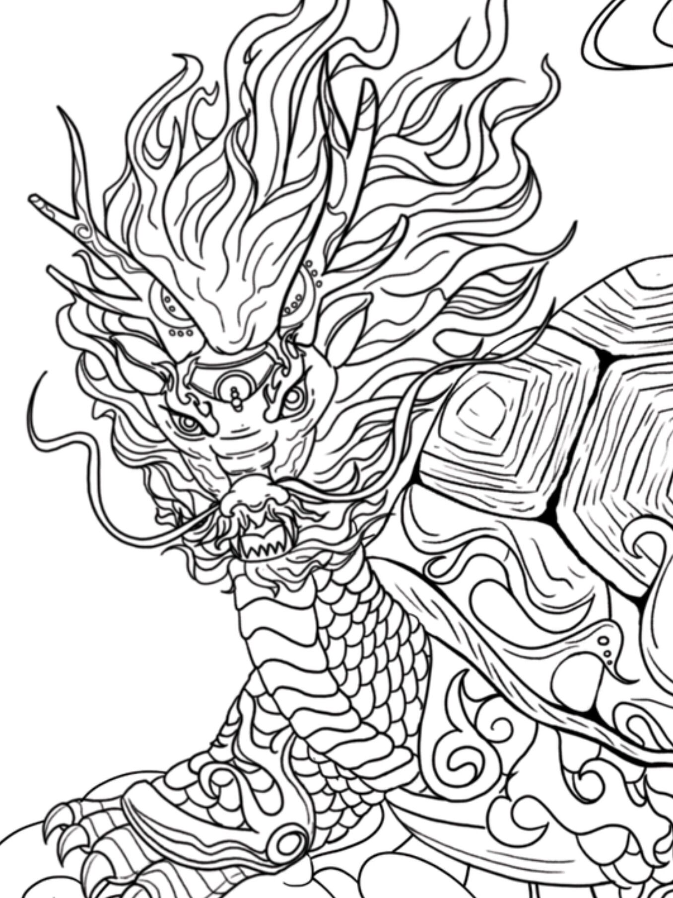 国潮插画|中国瑞兽|龙生九子之霸下「线稿