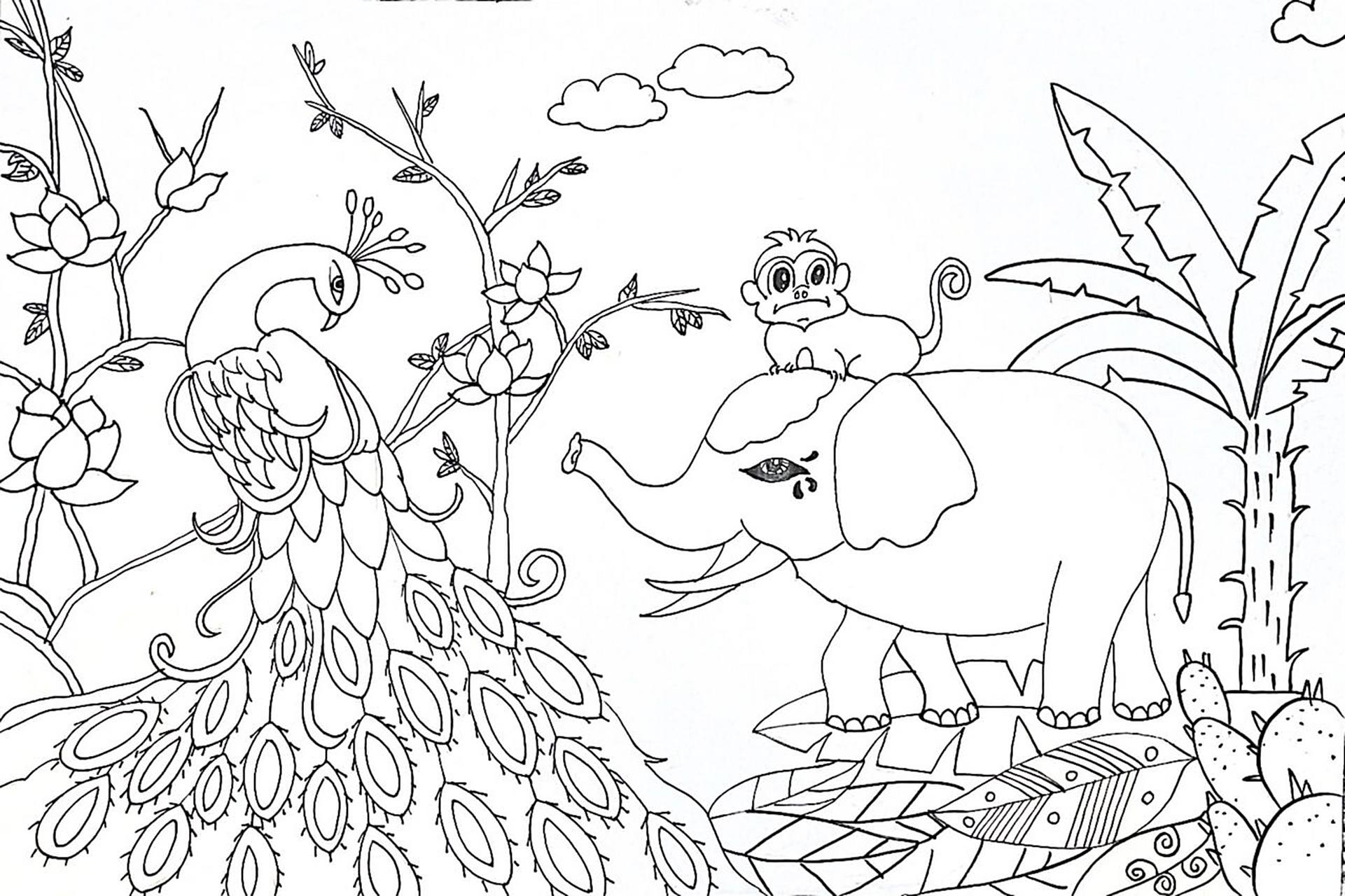 大家上完色也可以发来给我看看 #创意美术儿童画# #线描# #简笔画