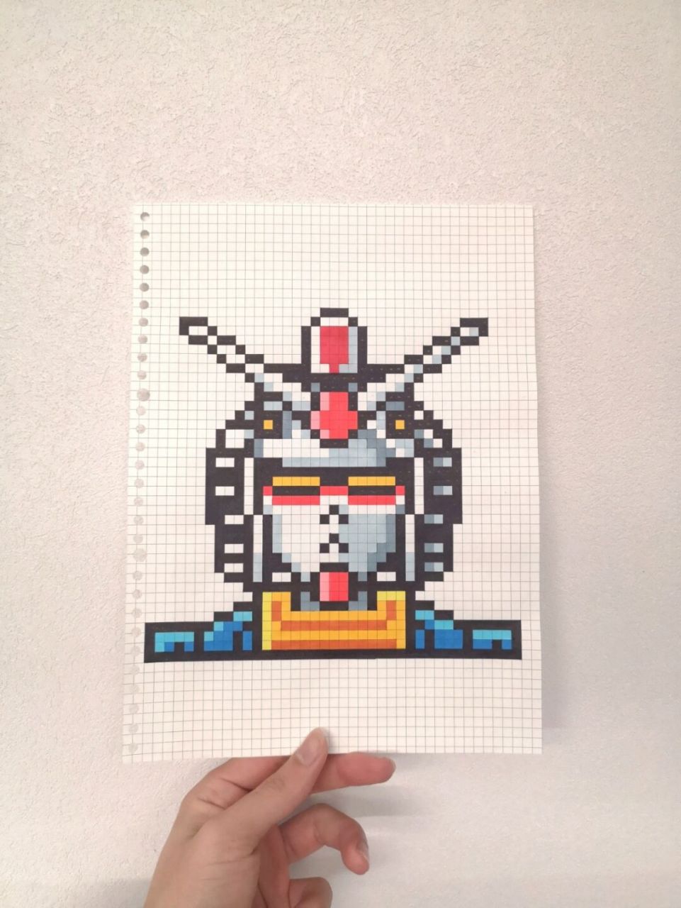 像素画:高达头像 网格本:a4 #玩转像素画# #像素画# #高达# #元祖高达