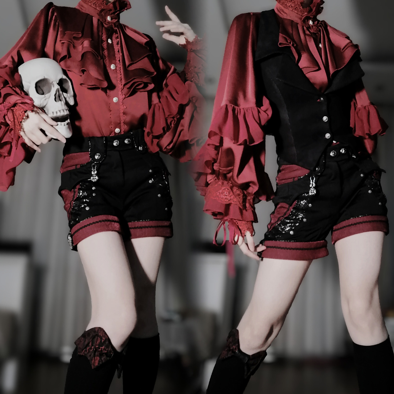 王子系穿搭|血红色跳动的心脏 新版的龙骨衬衫光泽感真的绝了!