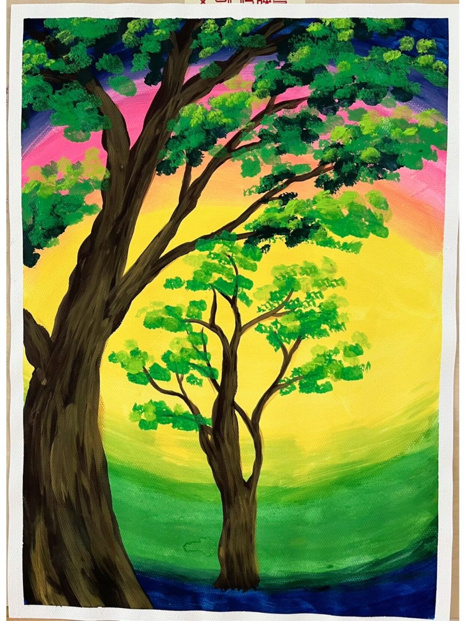 零基础水粉画大树