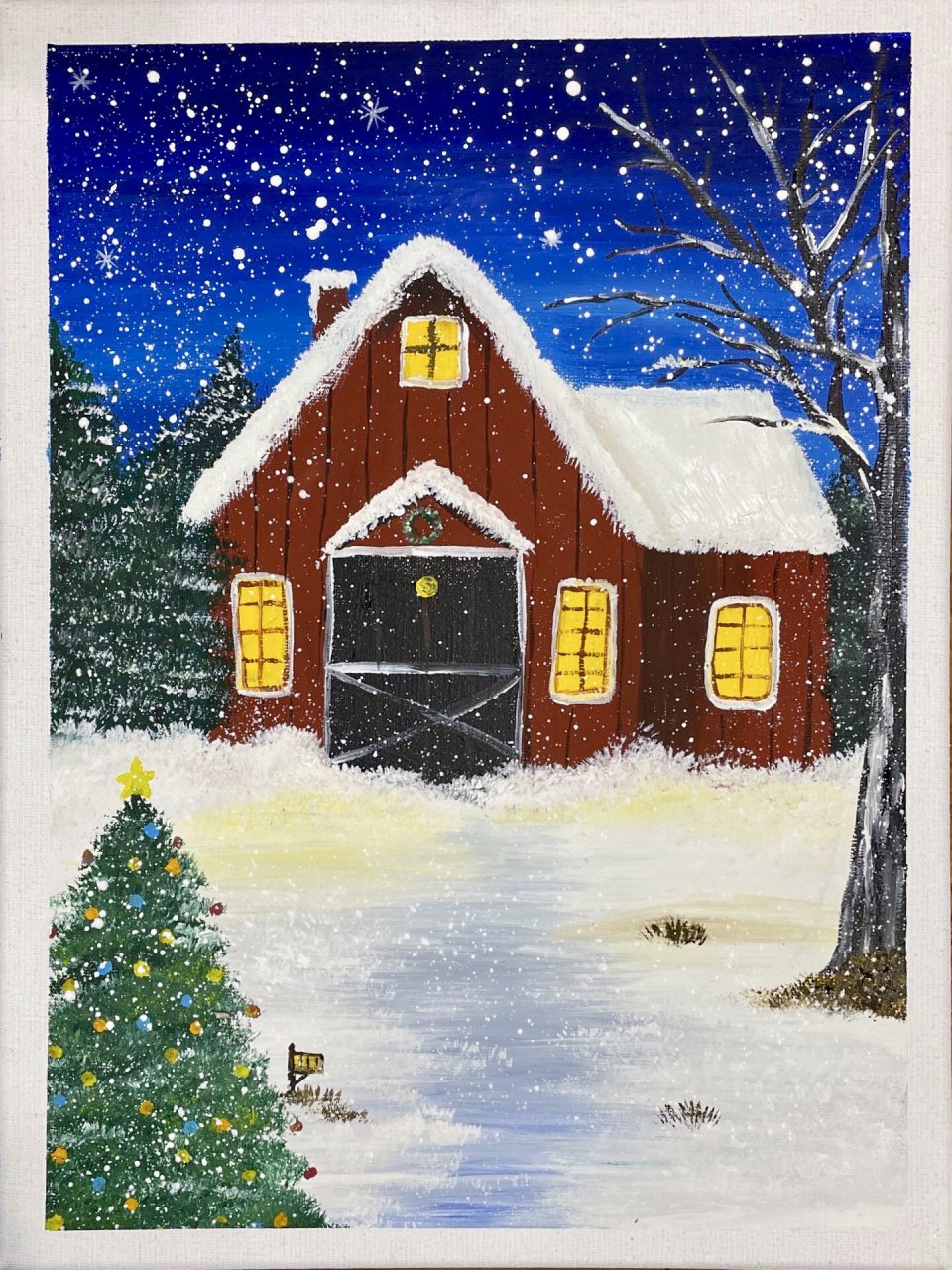 冬日雪景-水粉画8k[接代画] #水粉画# #冬日雪景# #水粉画过程##代画