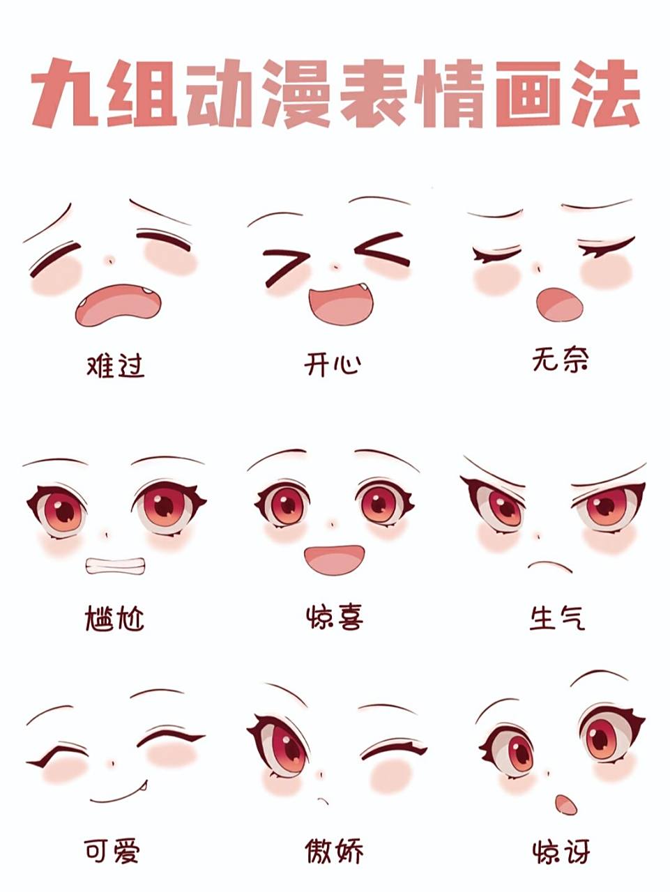 九组动漫表情画法教程|有手就会系列~ 动漫表情小合集~每个都可可爱爱