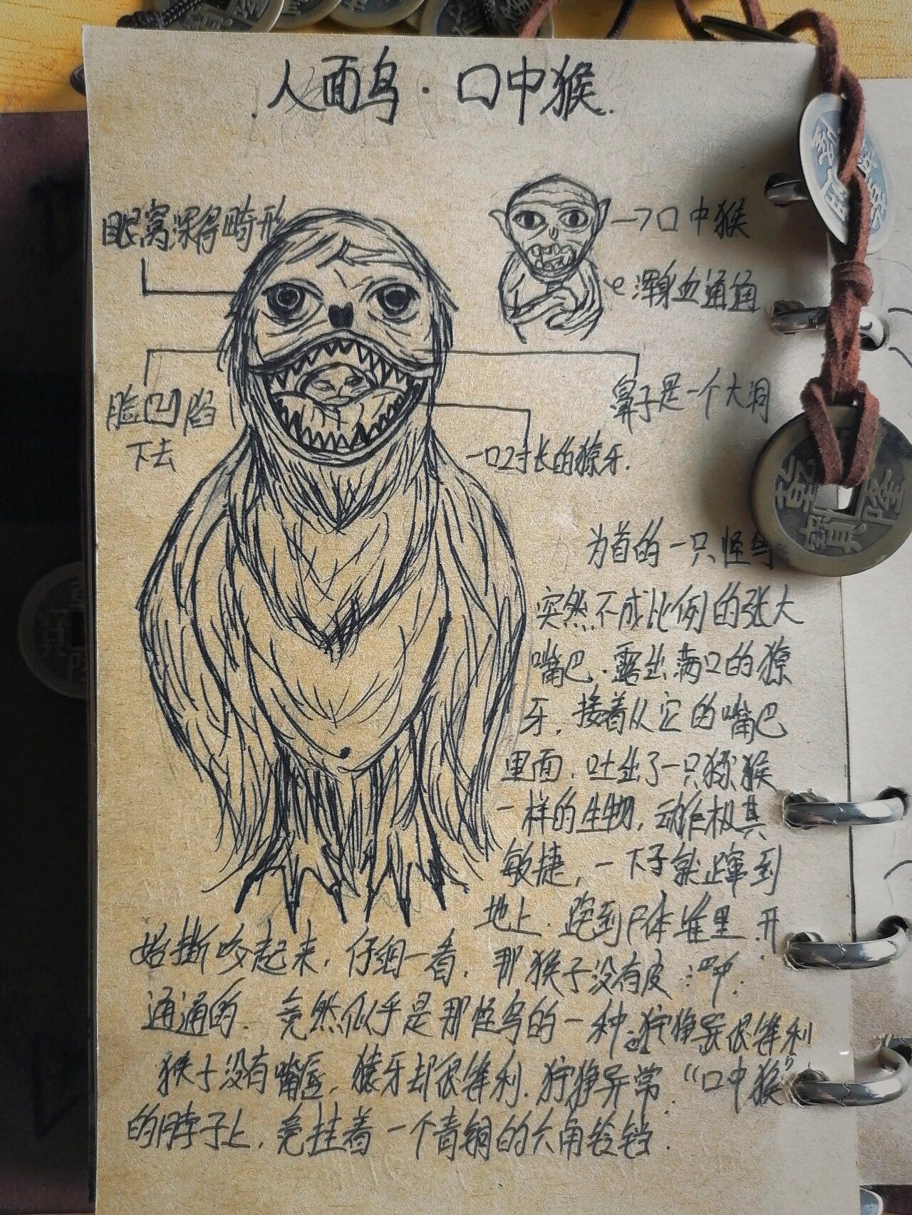 口中猴 -云顶天宫- "人面鸟"的面部有点像夜猫子,口中生活着一种共