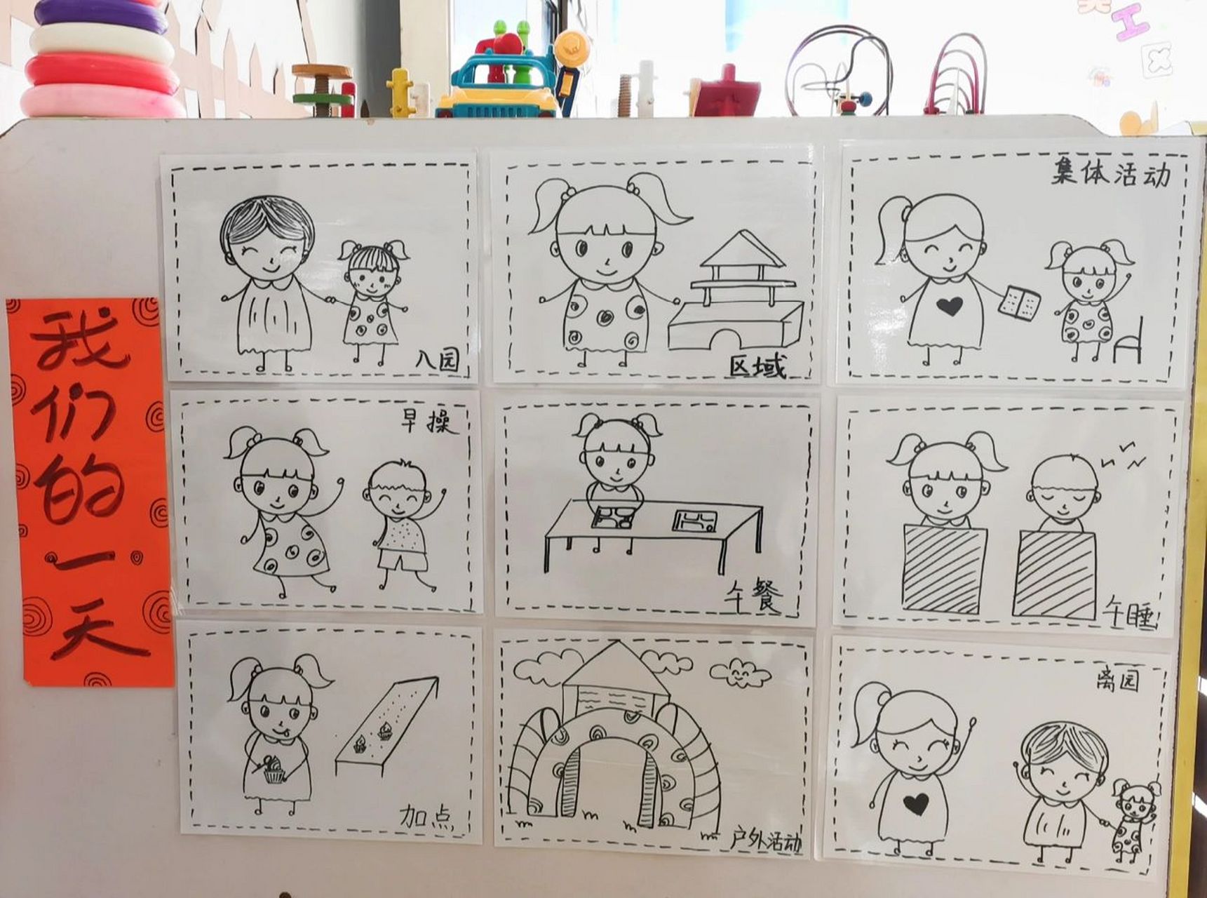 【幼儿园环创】一日流程简笔画 我们的一天