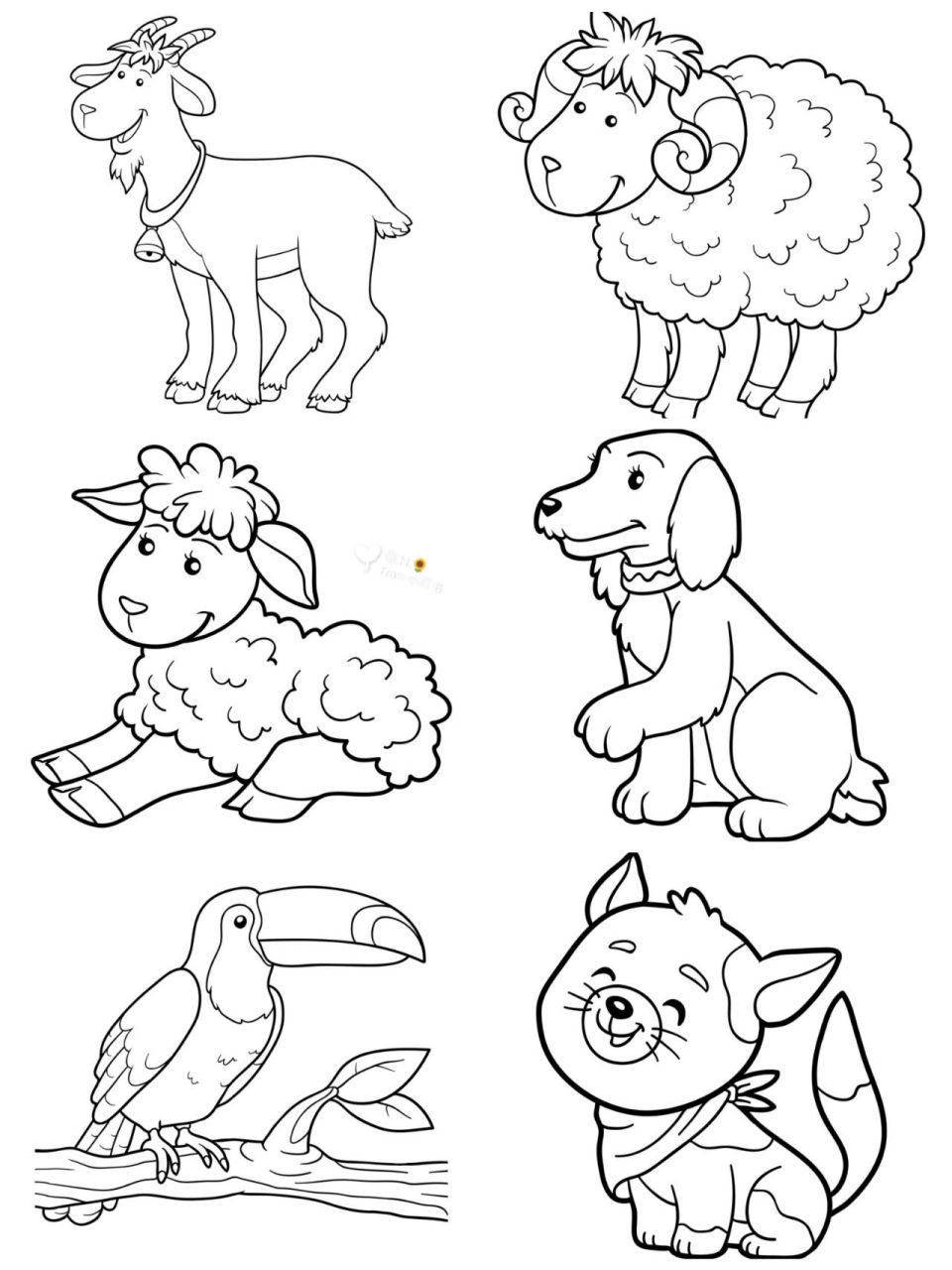 绘画素材‖可爱动物黑白线稿可打印填色2 9015今日蕞后一更依然是