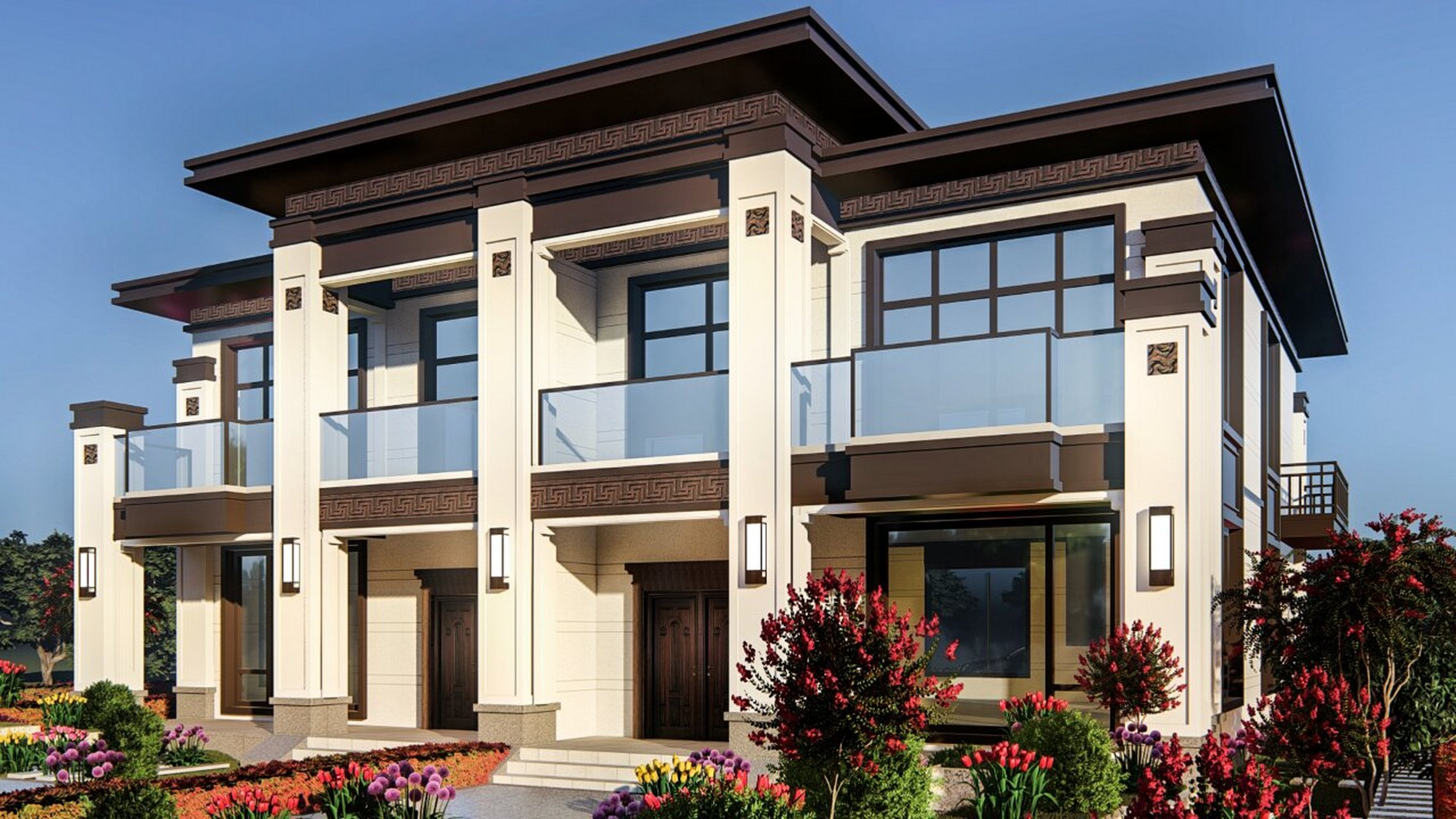 这是位于四川省成都市天府新区的一栋兄弟双拼别墅,占地280平方,四