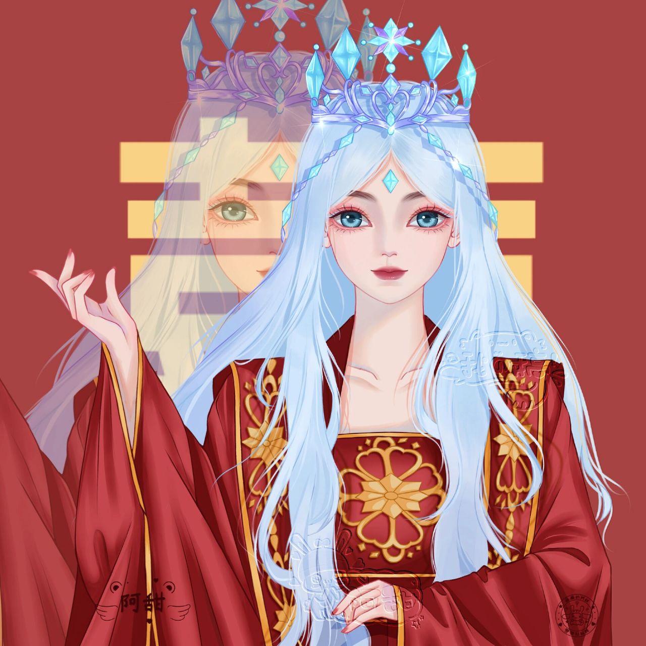 是穿着婚服的阿冰  好多人催的阿冰来啦