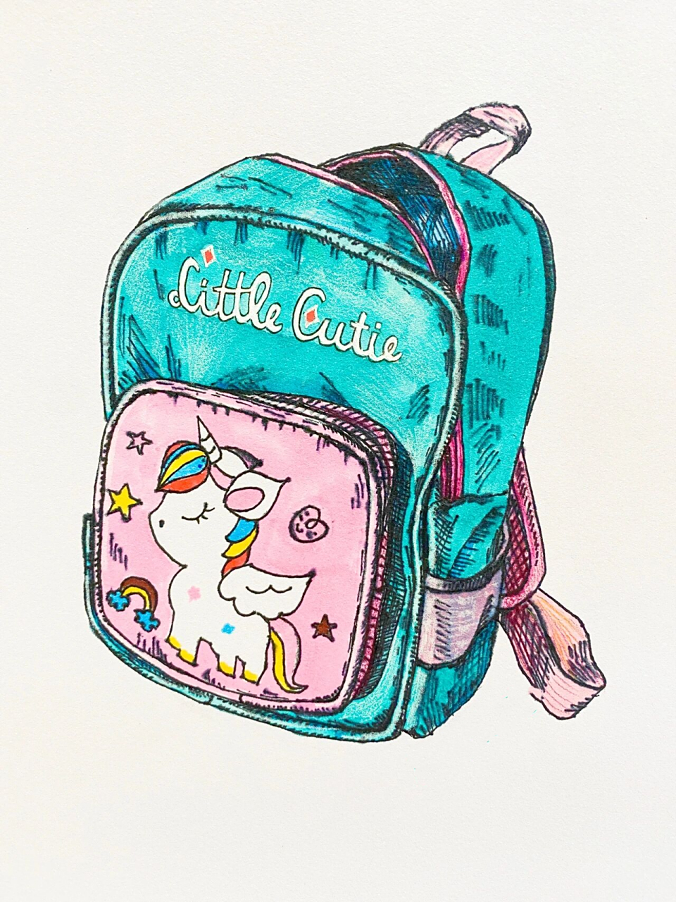 可爱的小书包—写生色块线描 书包写生色块线描步骤: 1,图片准备 先找