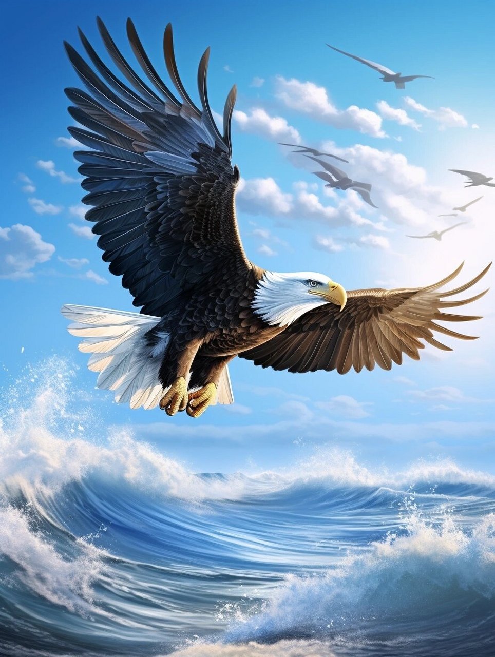 雄鹰展翅,翱翔于天空