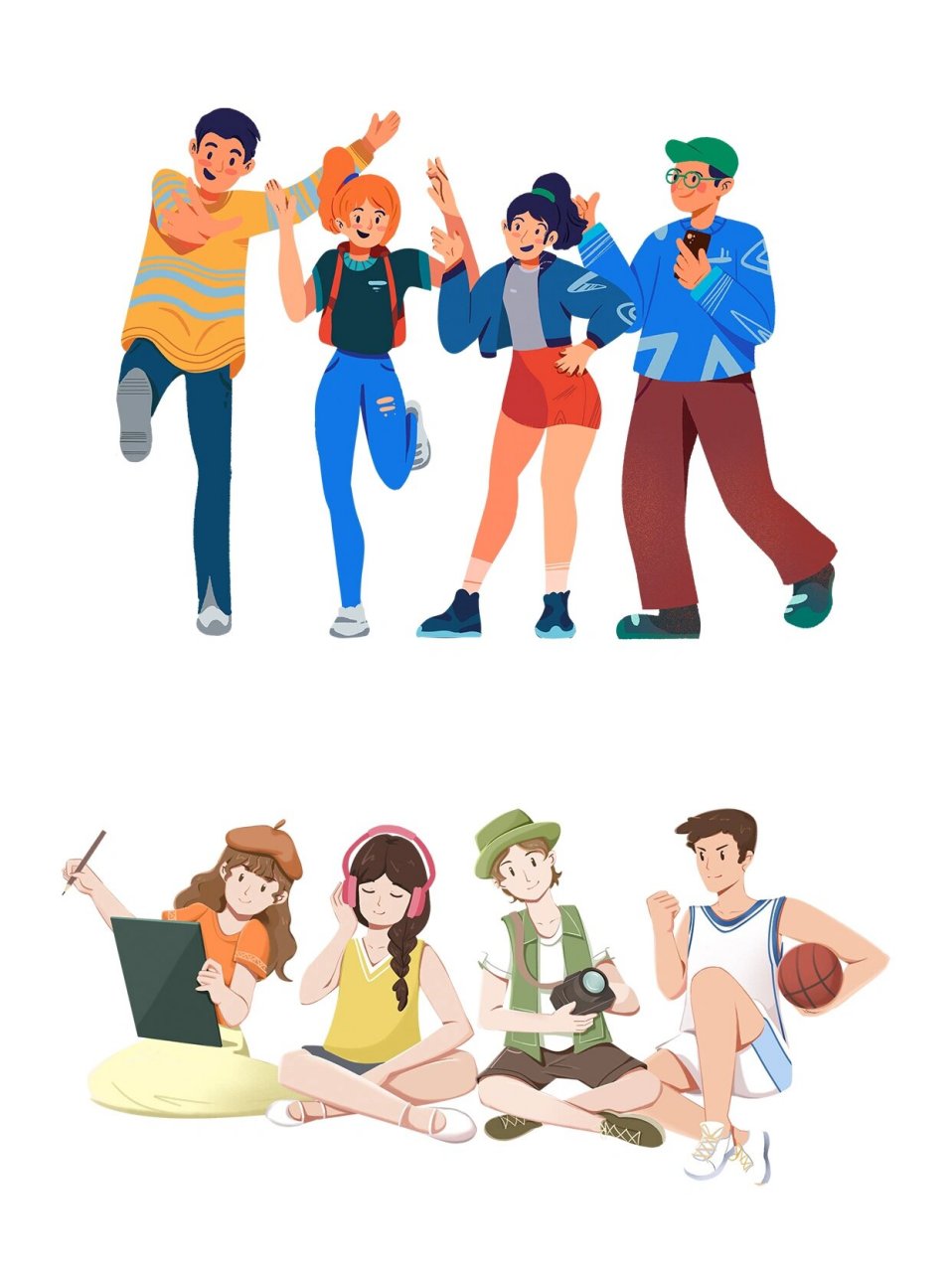 五四青年节青年卡通人物|免扣素材分享 🌈不奋斗💪无青春 	 🌈