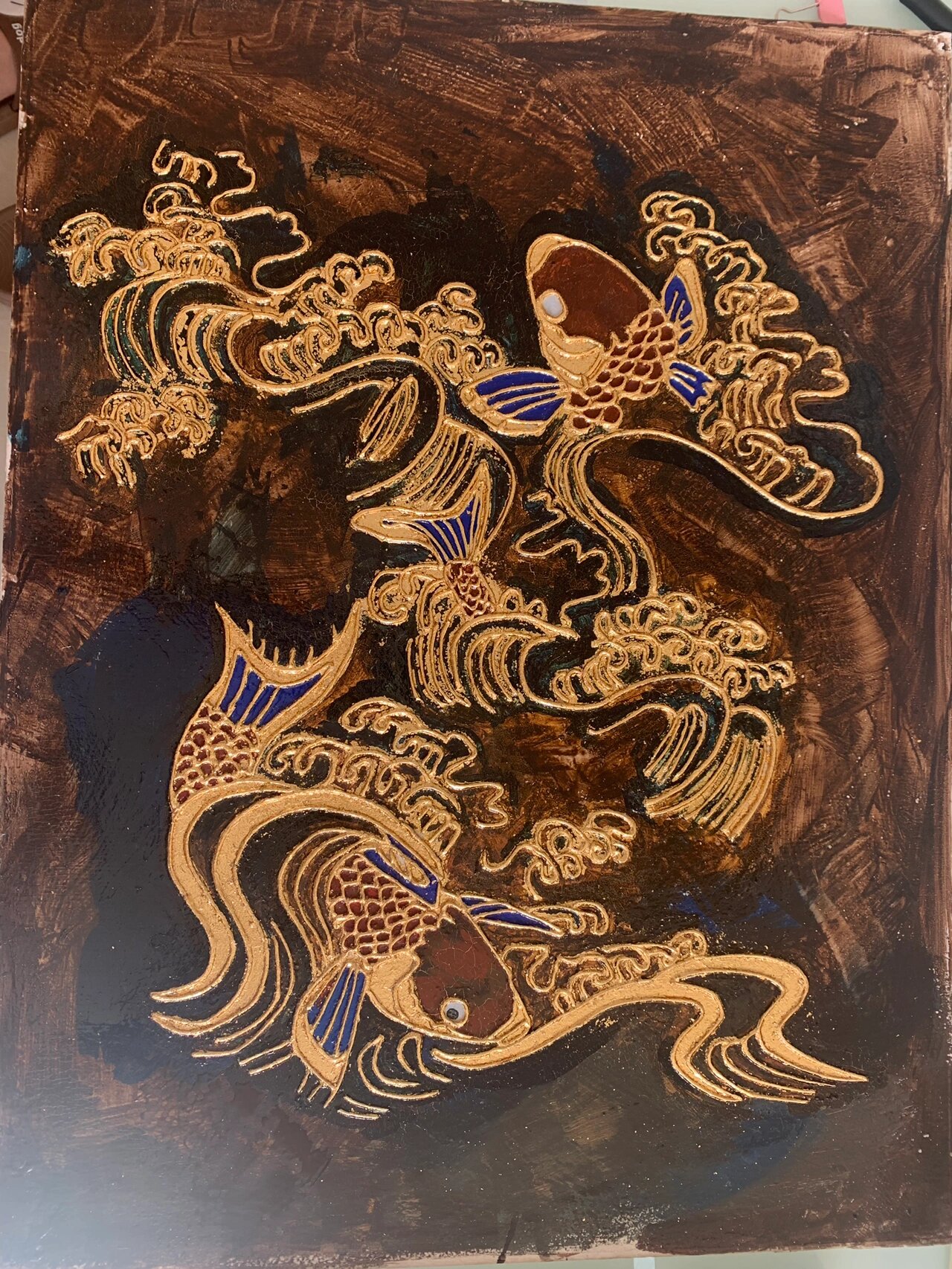 沥粉画 金粉图片