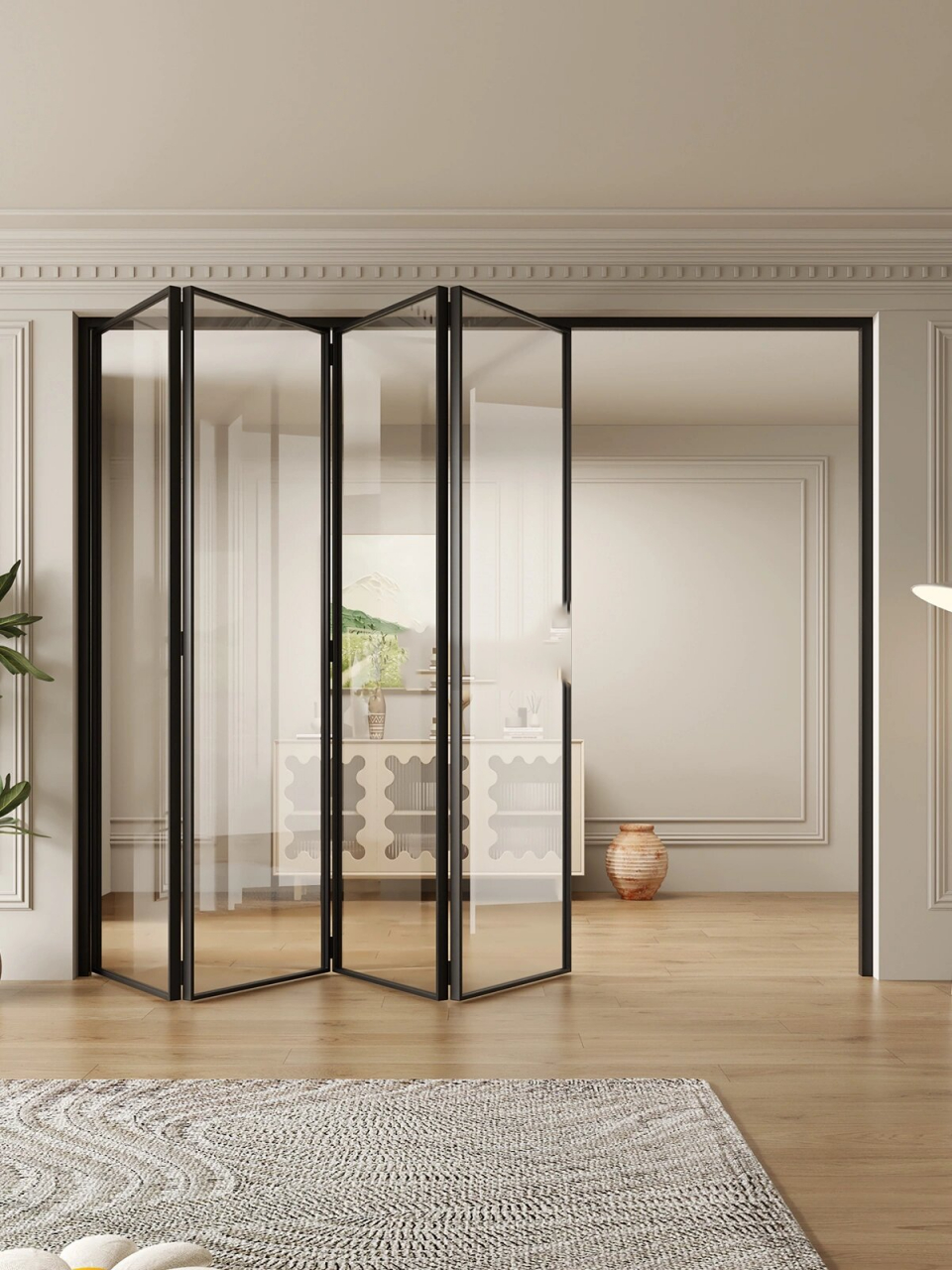 铝合金折叠玻璃门09 这种全玻的折叠门也太好看啦05 折叠不占空间