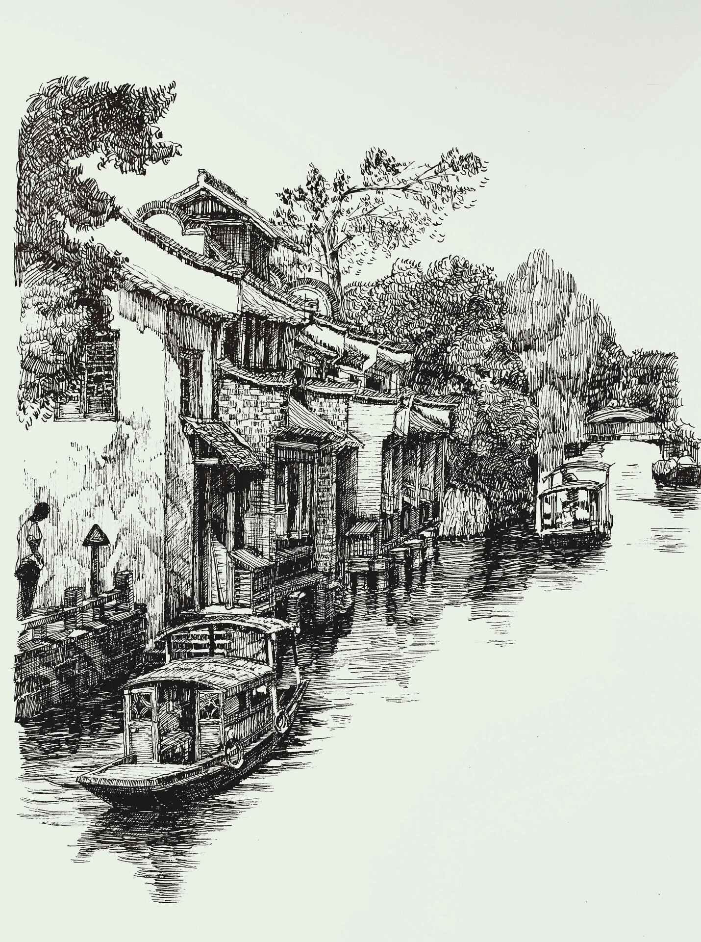 父爱之舟-画友群打卡 想到吴冠中先生《父爱之舟》 #速写打卡记录