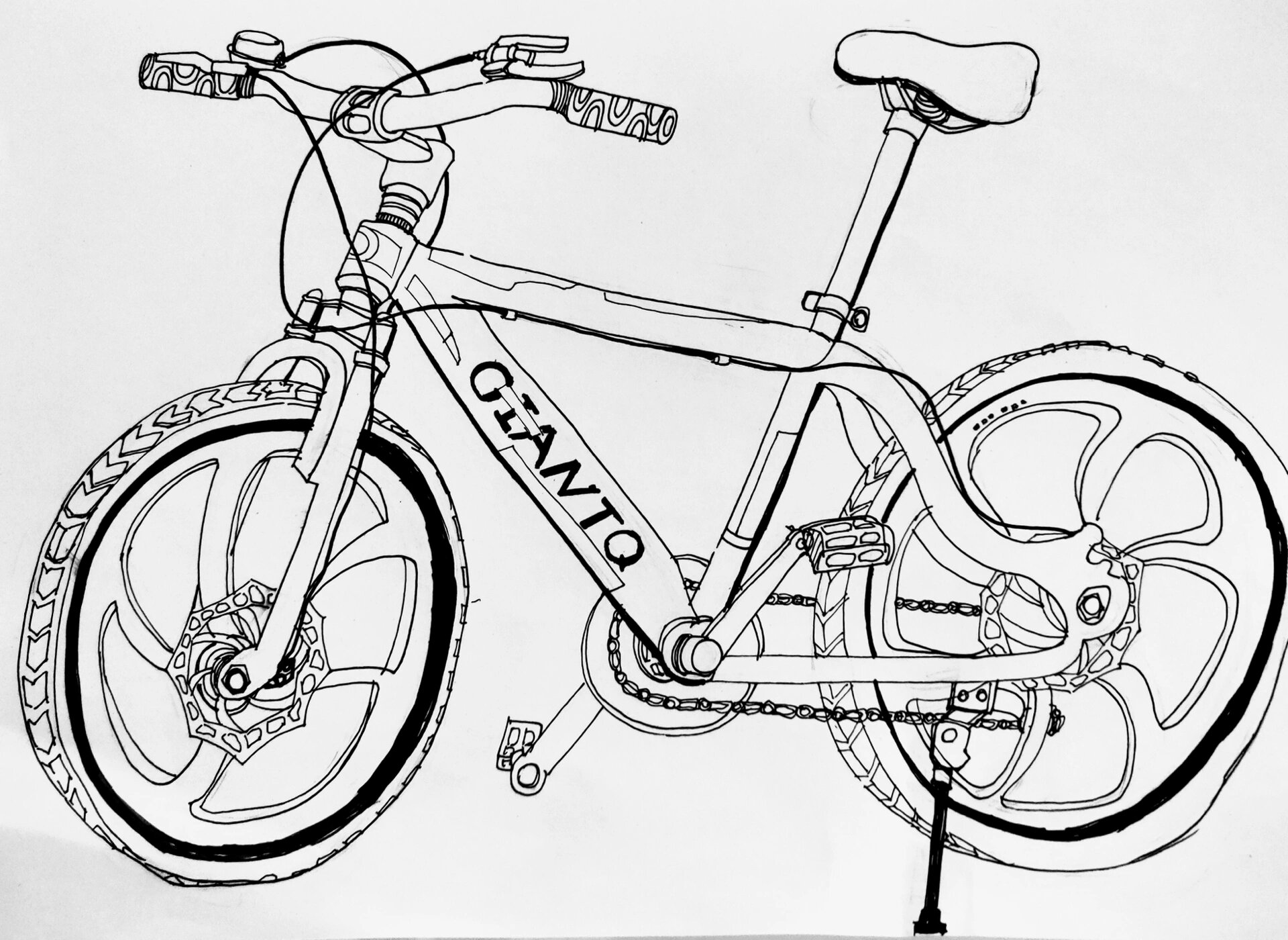 速写自行车🚲 希望考级的小朋友加油^0^~原图在后面两张,祝小盆友们
