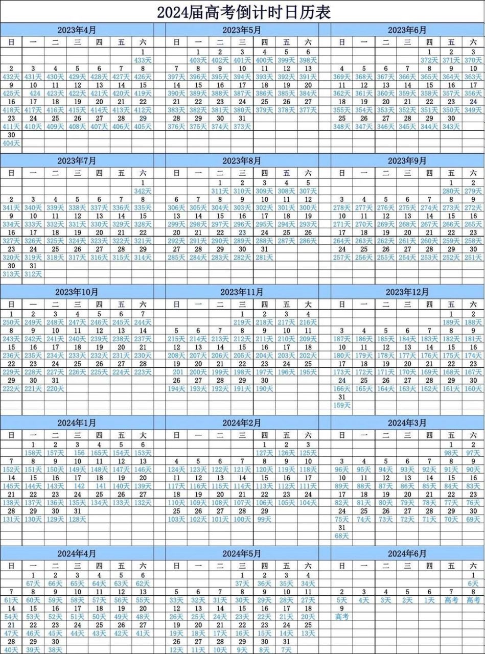 2024届高考倒计时日历表 作者