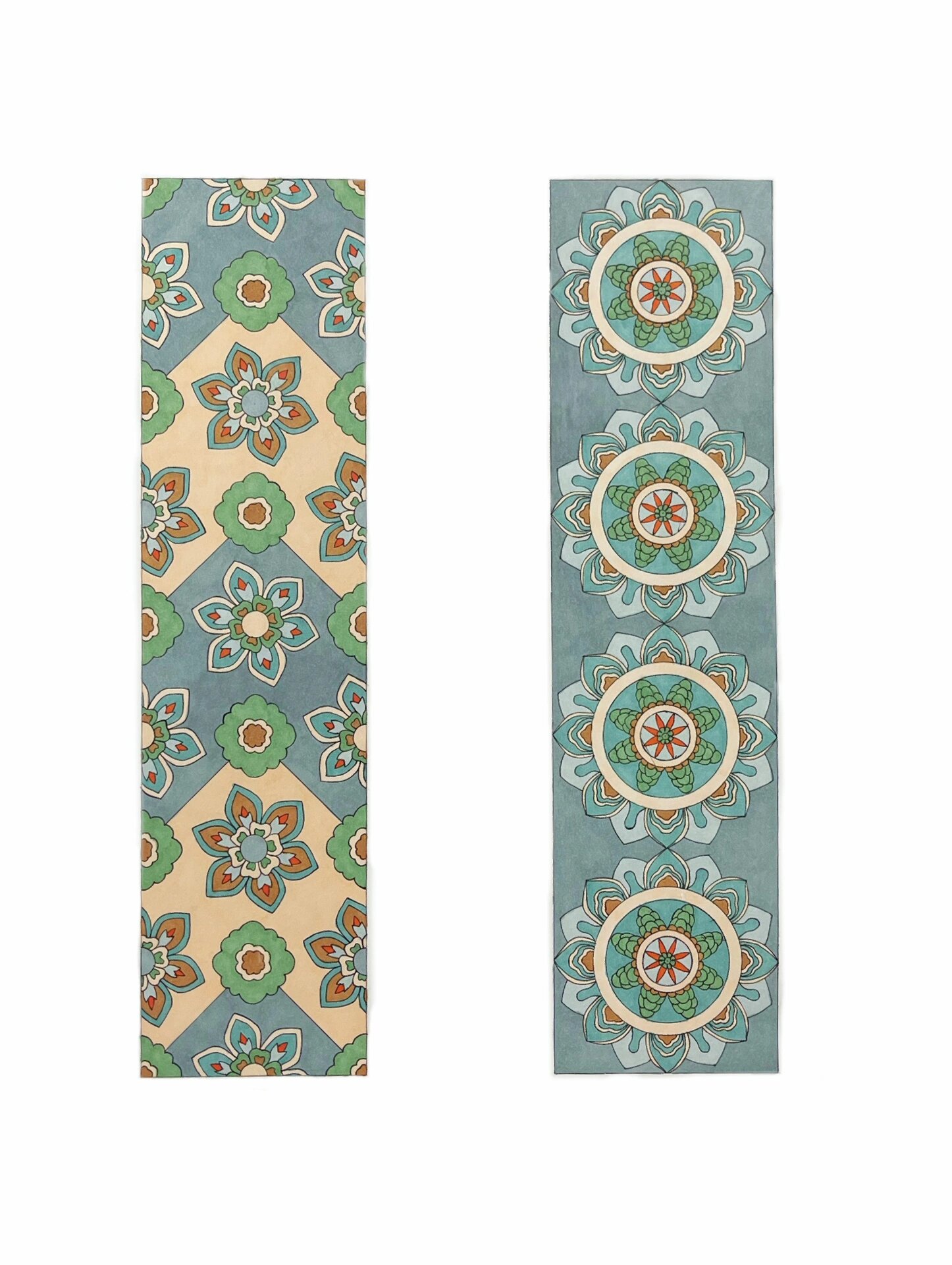 色彩图案|二方连续图案 96手绘直立式,一整二破式 二方连续图案