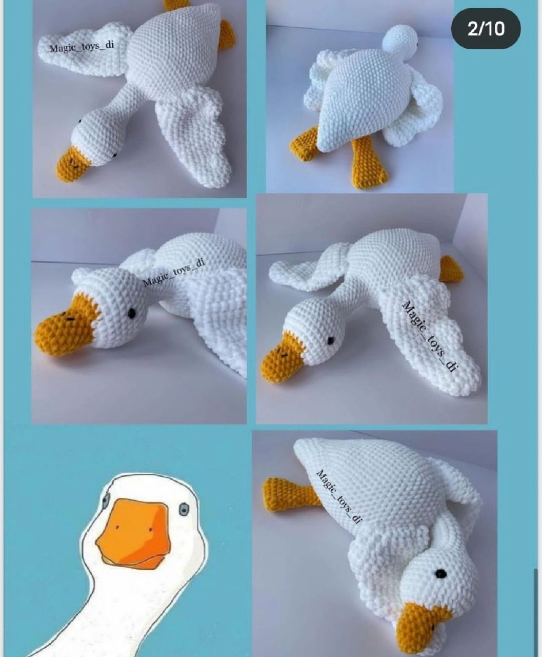 大白鸭钩针图解编织教程 大白鸭翻译图解 赶紧织一只吧 线材冰条即可