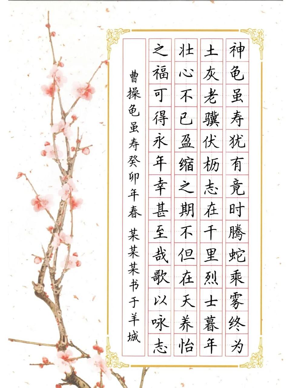 龟虽寿硬笔书法作品模板 #硬笔书法课程体系# #硬笔书法# #硬笔书法