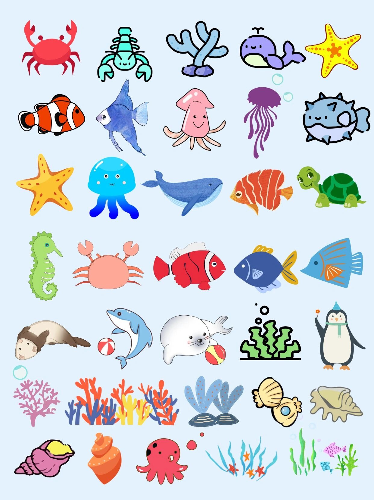 卡通海洋生物素材