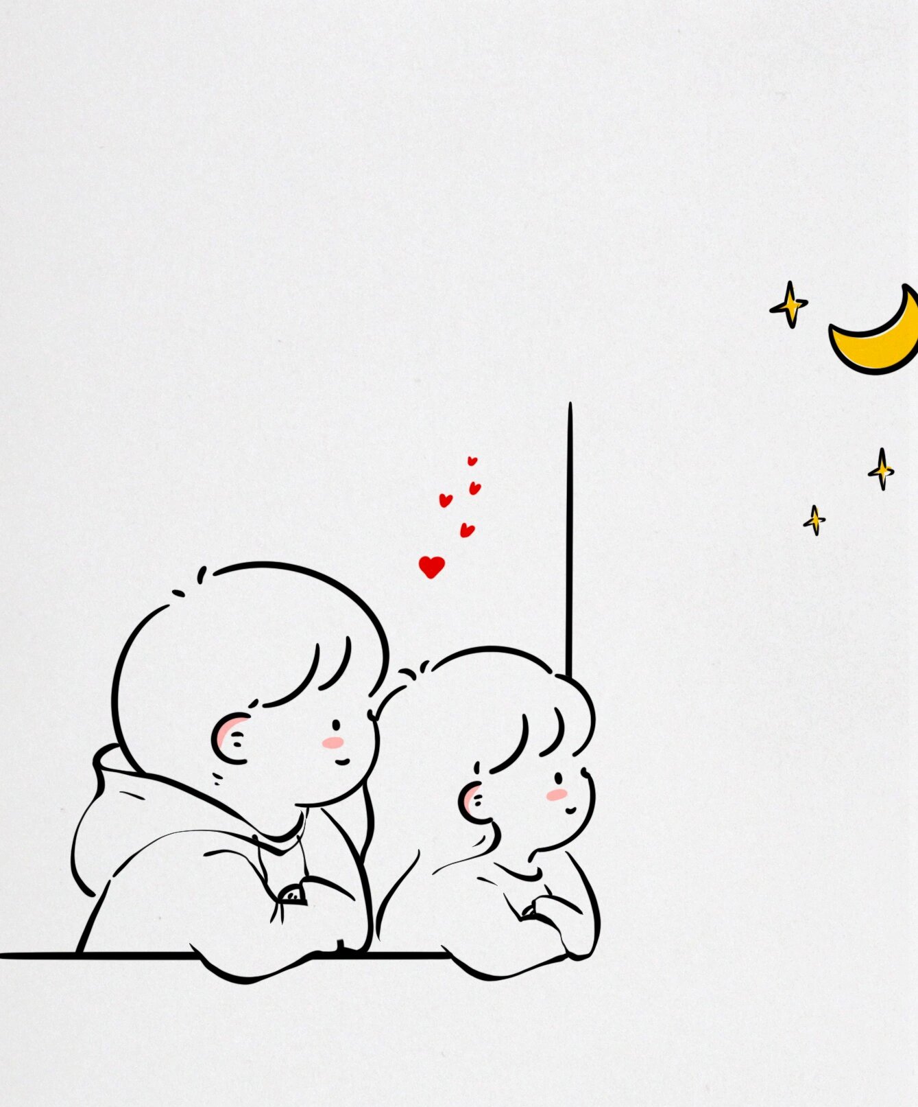 情侣简笔画:祝我们发财 相爱 好运常在