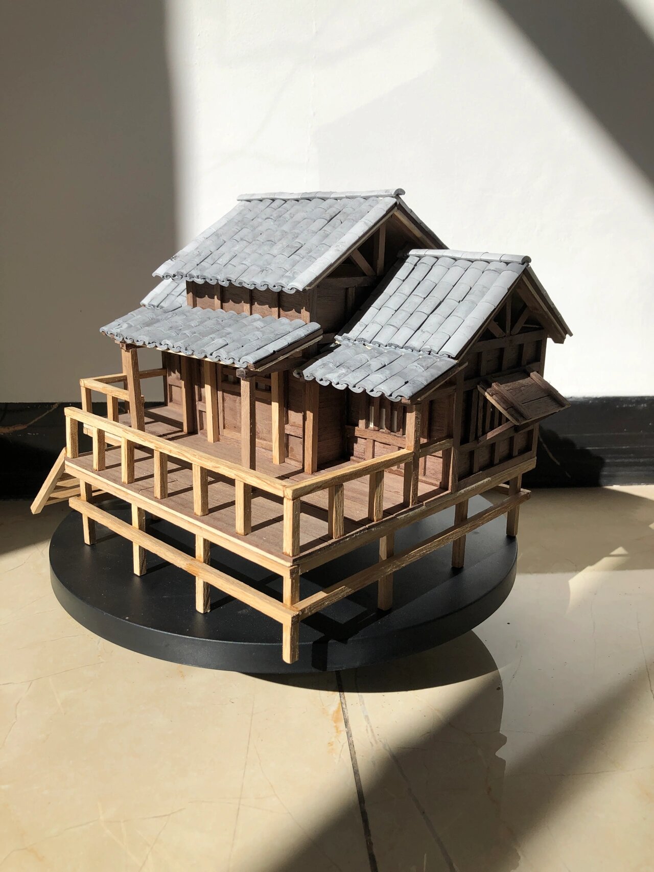原创手工作品,江南水乡小镇古风小屋模型
