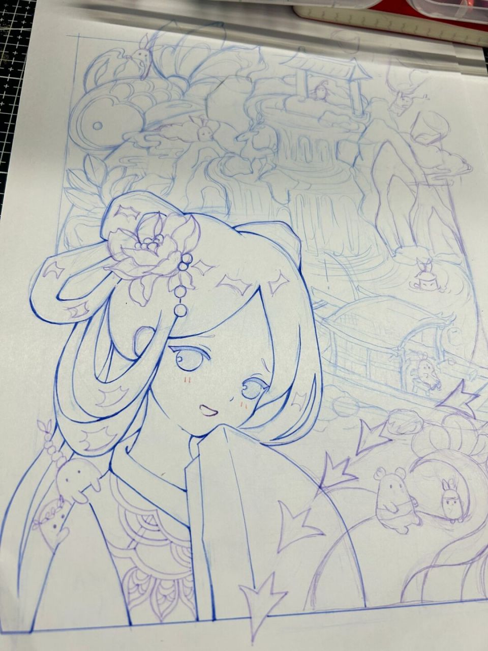 今天进度:小石潭记哈哈 #我的随手画# #马克笔手绘# #视觉传达设计