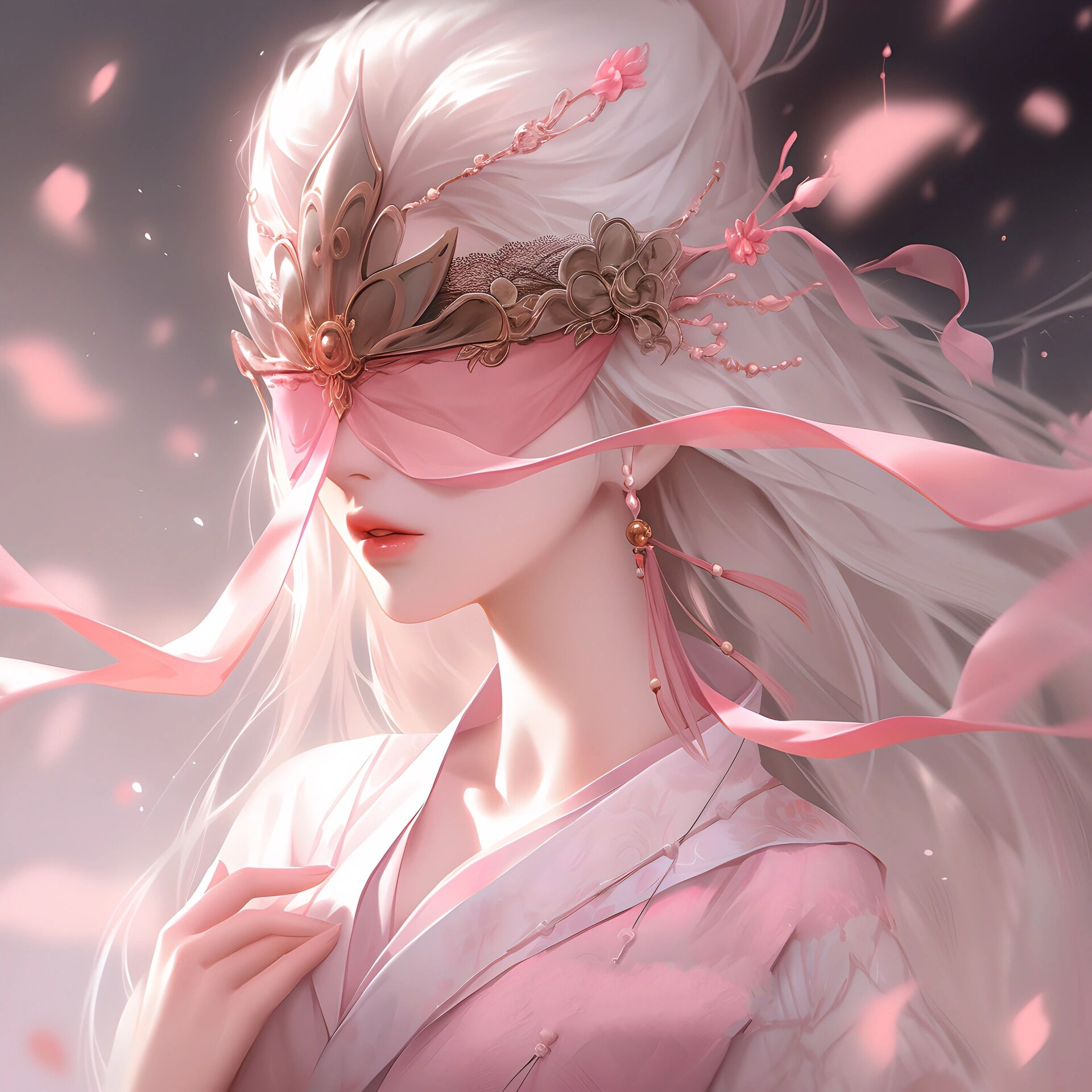 粉色系蒙眼小姐姐谁能抵挡得住呢?▏女生头像