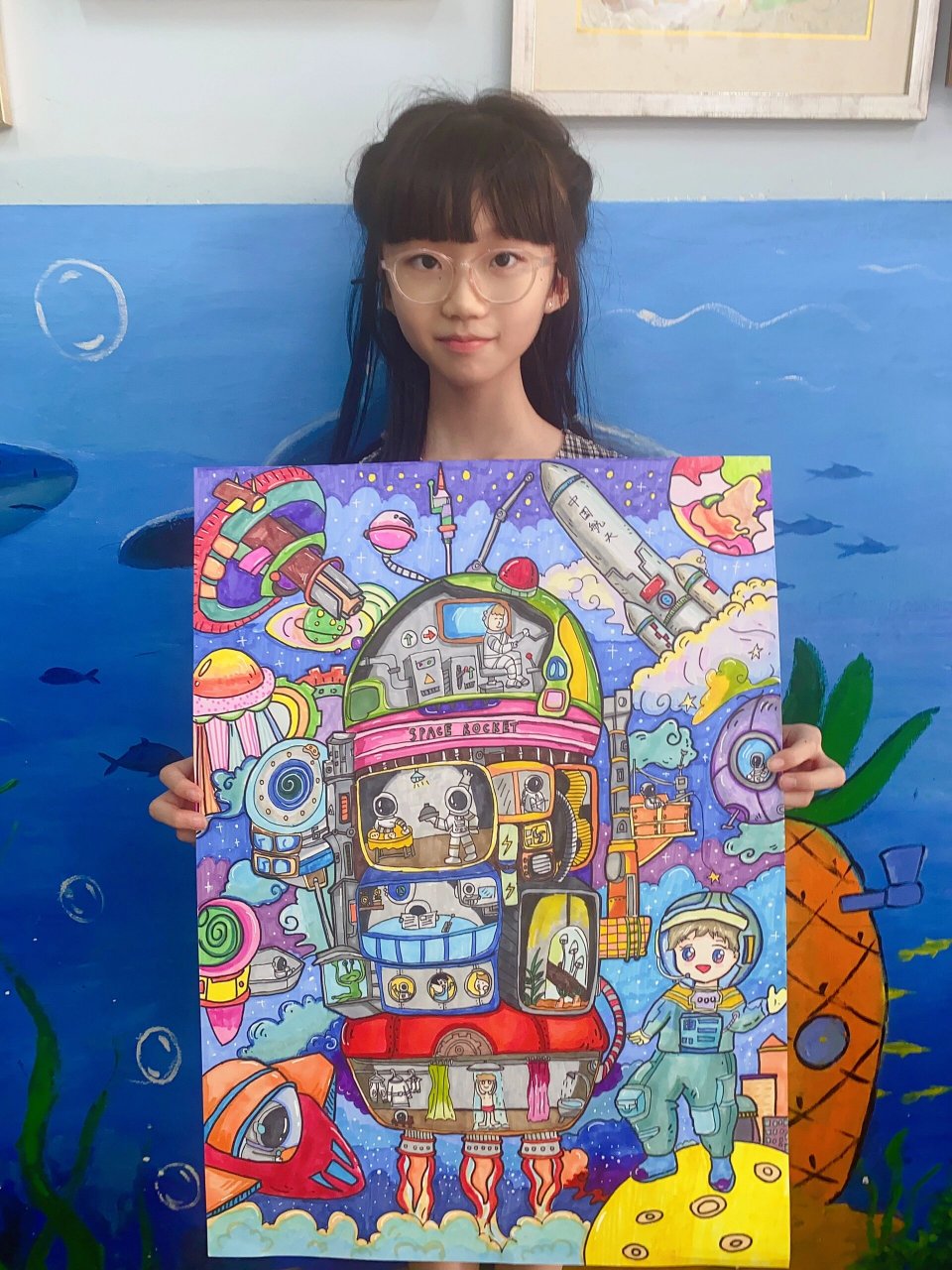 垃圾分类绘画 科幻画人工智能.