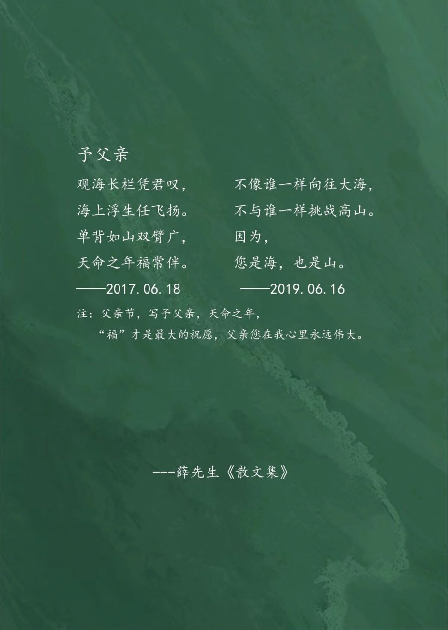 散文集-予父亲|父亲节,都为父亲作首诗 予父亲 观海长栏凭君叹
