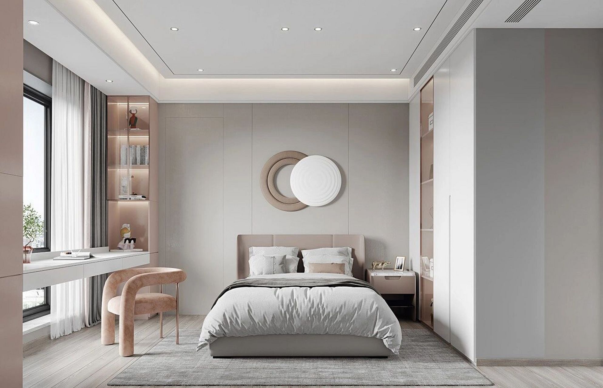 维意定制 米色,灰色,白色和木色的色调层次营造出一种舒缓的配色方案