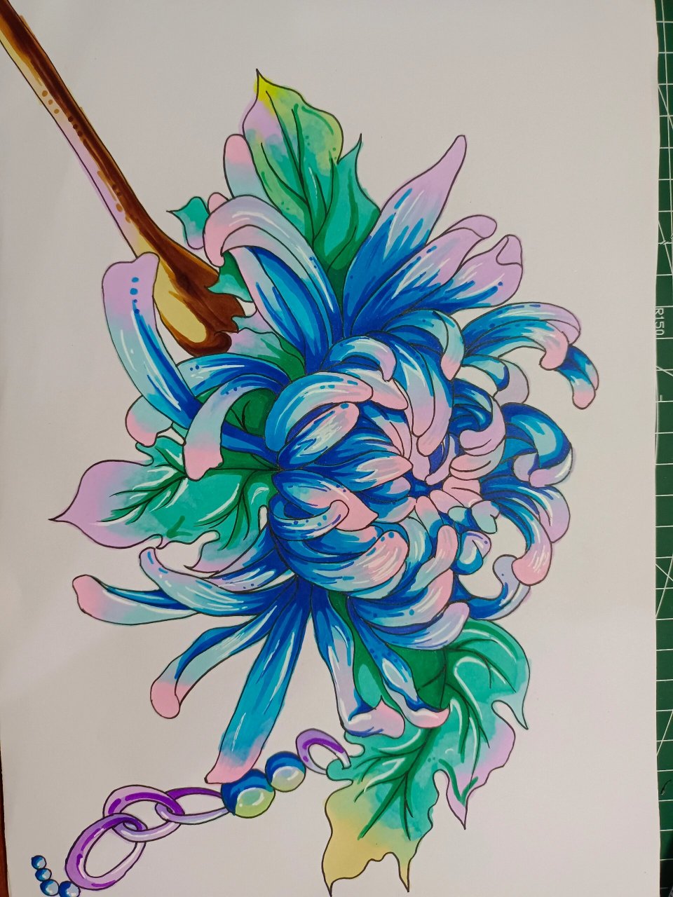 想画就画吧 菊花——马克笔手绘 几张上色过程