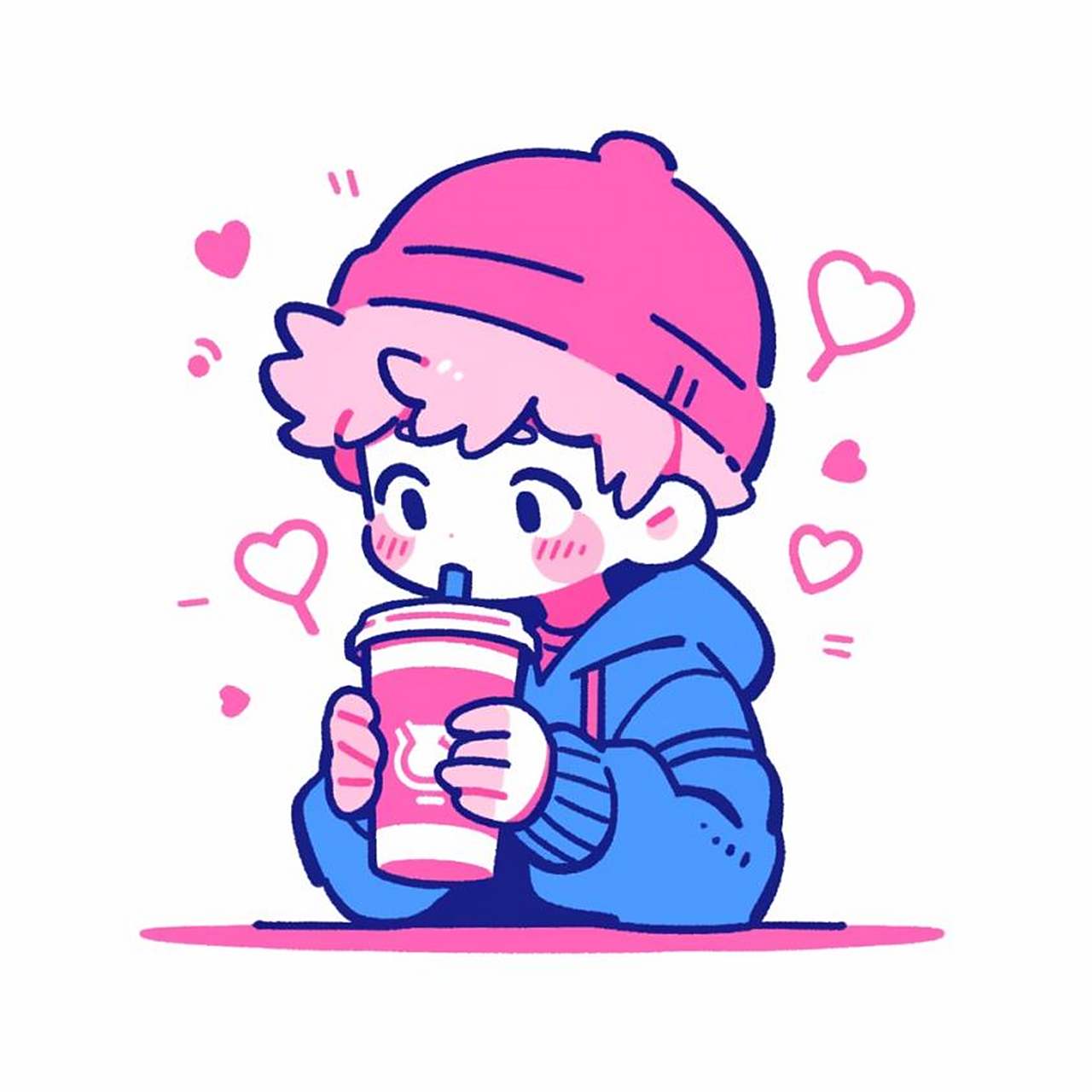 涂鸦风咖啡男孩 ai绘画头像男生头像