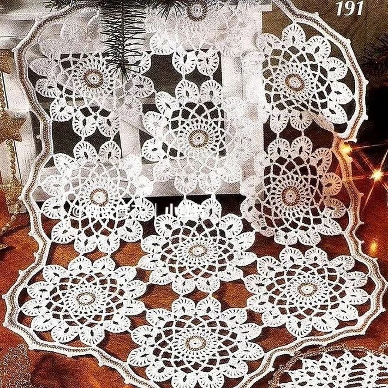 【图解】钩针手工编织 蕾丝餐巾桌布花片图案 #编织# #手工编织