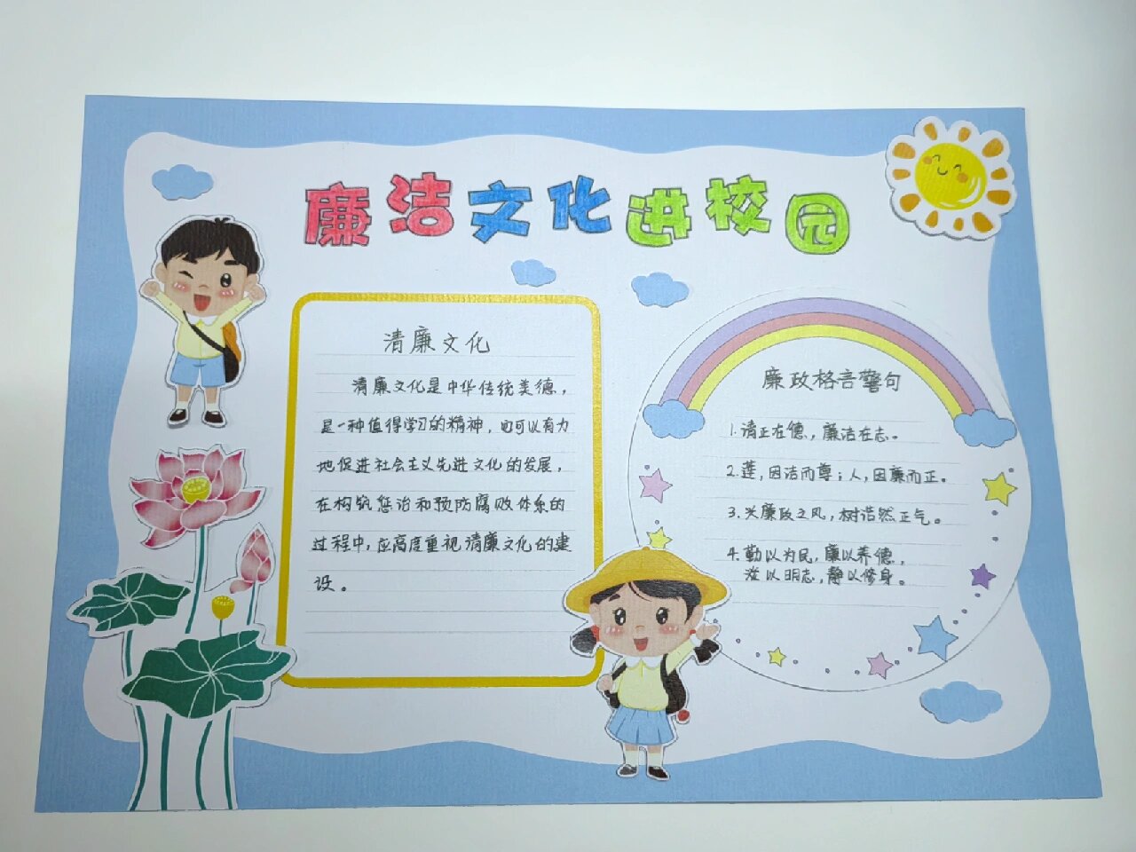 廉洁文化进校园创意手抄报