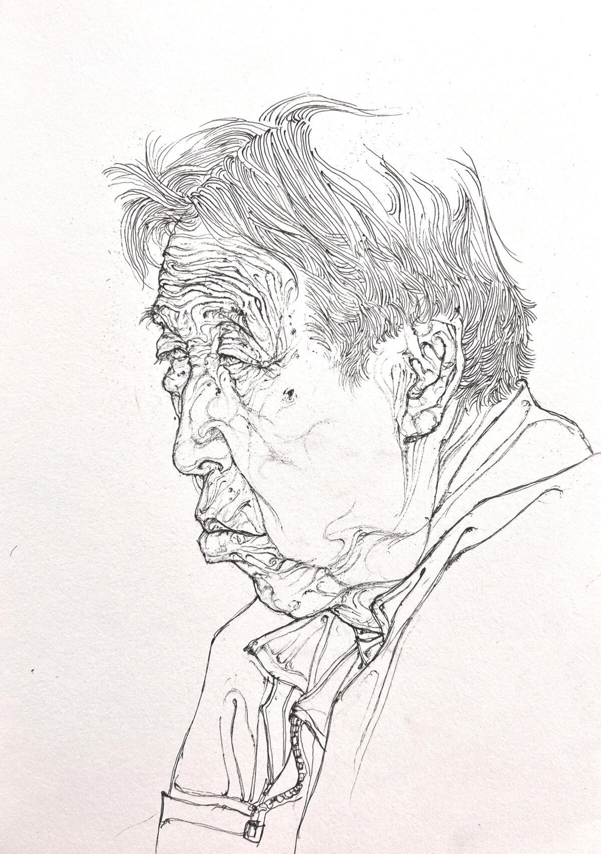 中性笔白描肖像