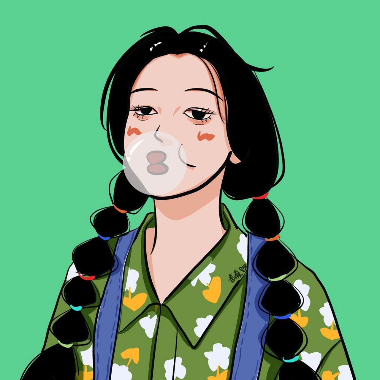 插画 | 头像 | 吹泡泡的小姑娘～ 图片可做个人头像,个人壁纸 92