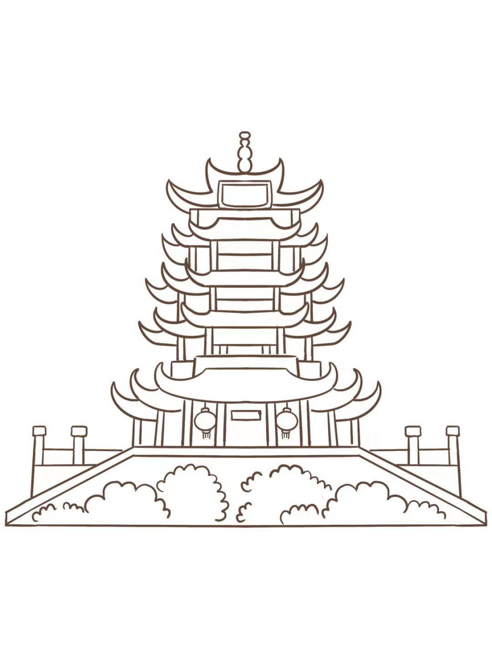 照片转简笔画|黄鹤楼简笔画(已商用)     可临摹,禁商用,谢谢.