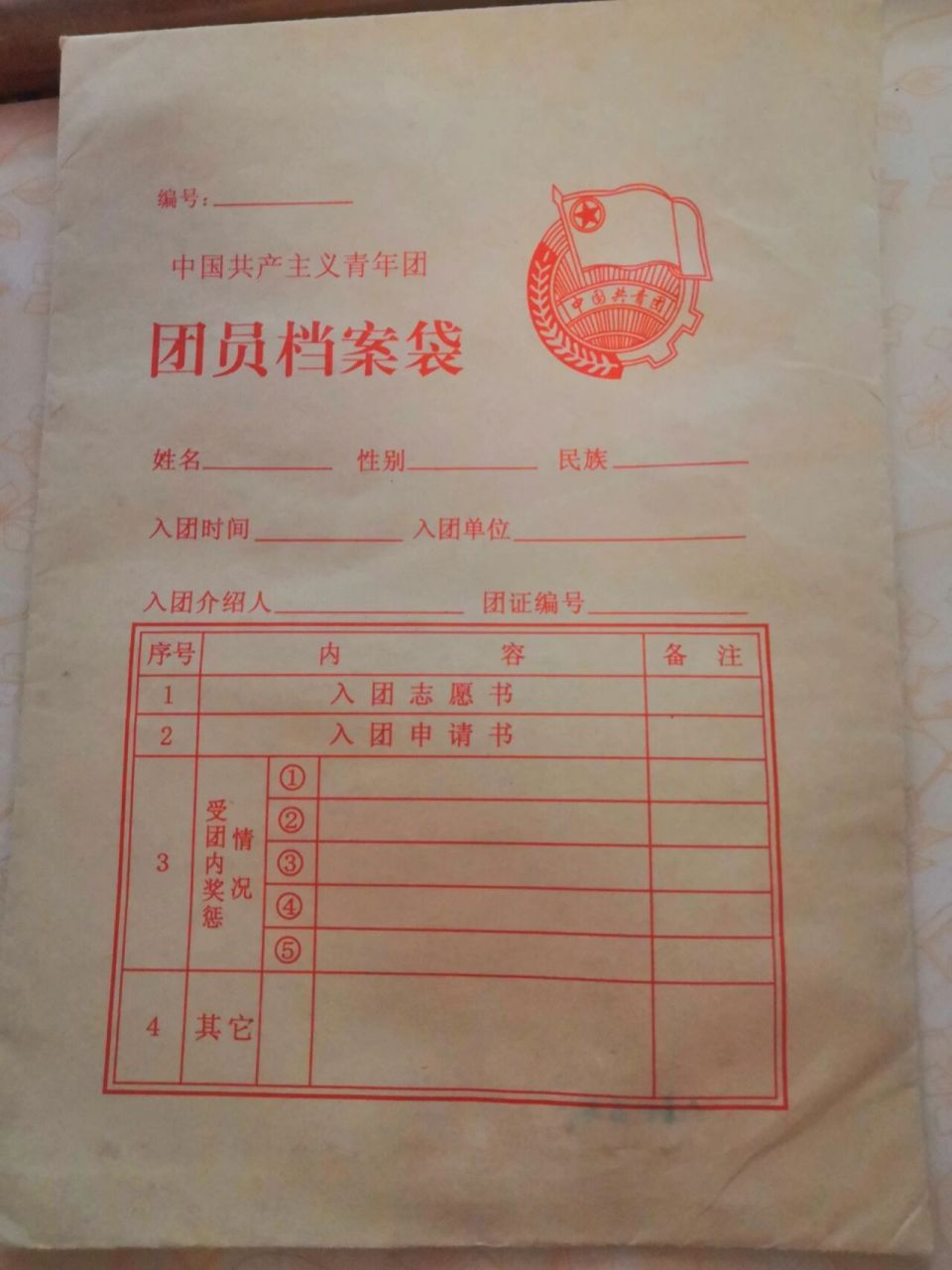 毕业生 团员关系档案袋 收拾行李收拾出来的 已经拿在手里四年了 问导