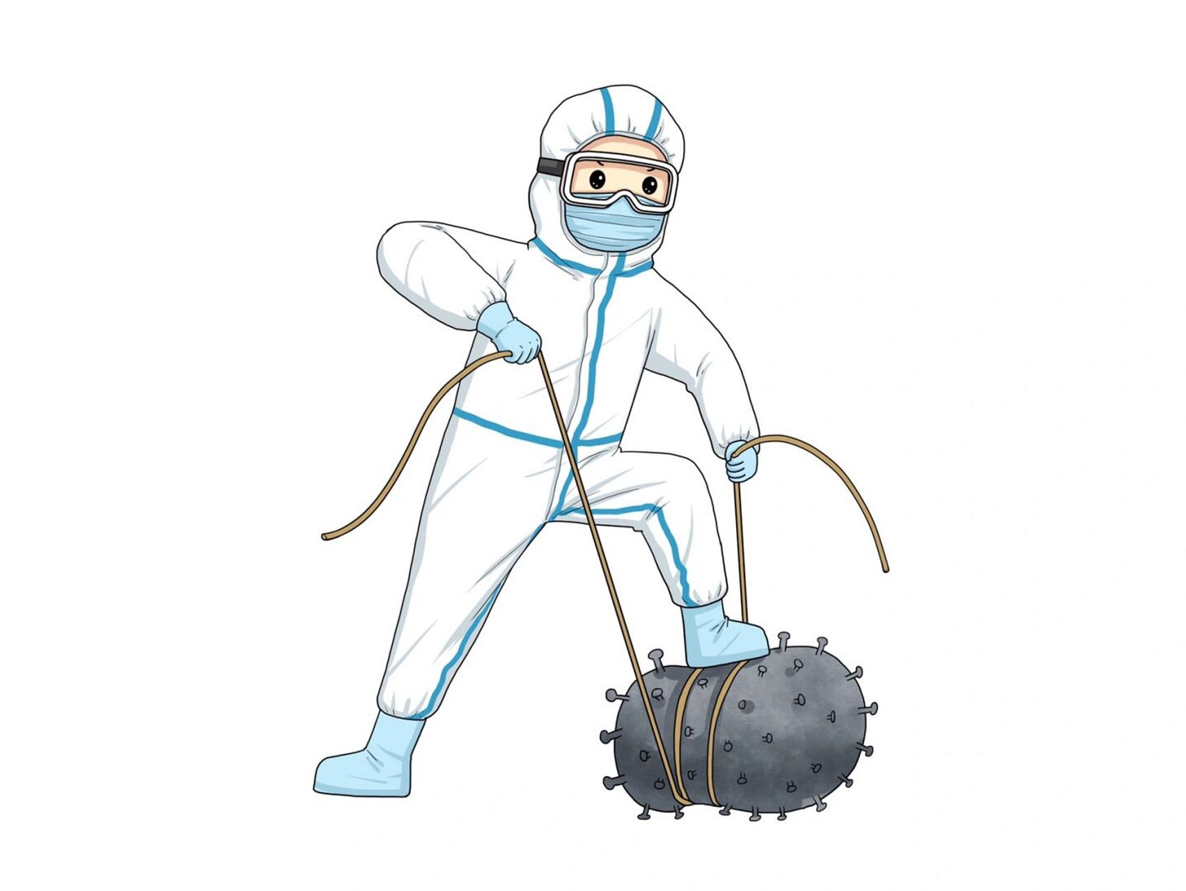 抗疫插画|周末了一起来画大白吧 929292新鲜出炉的防疫大白插画