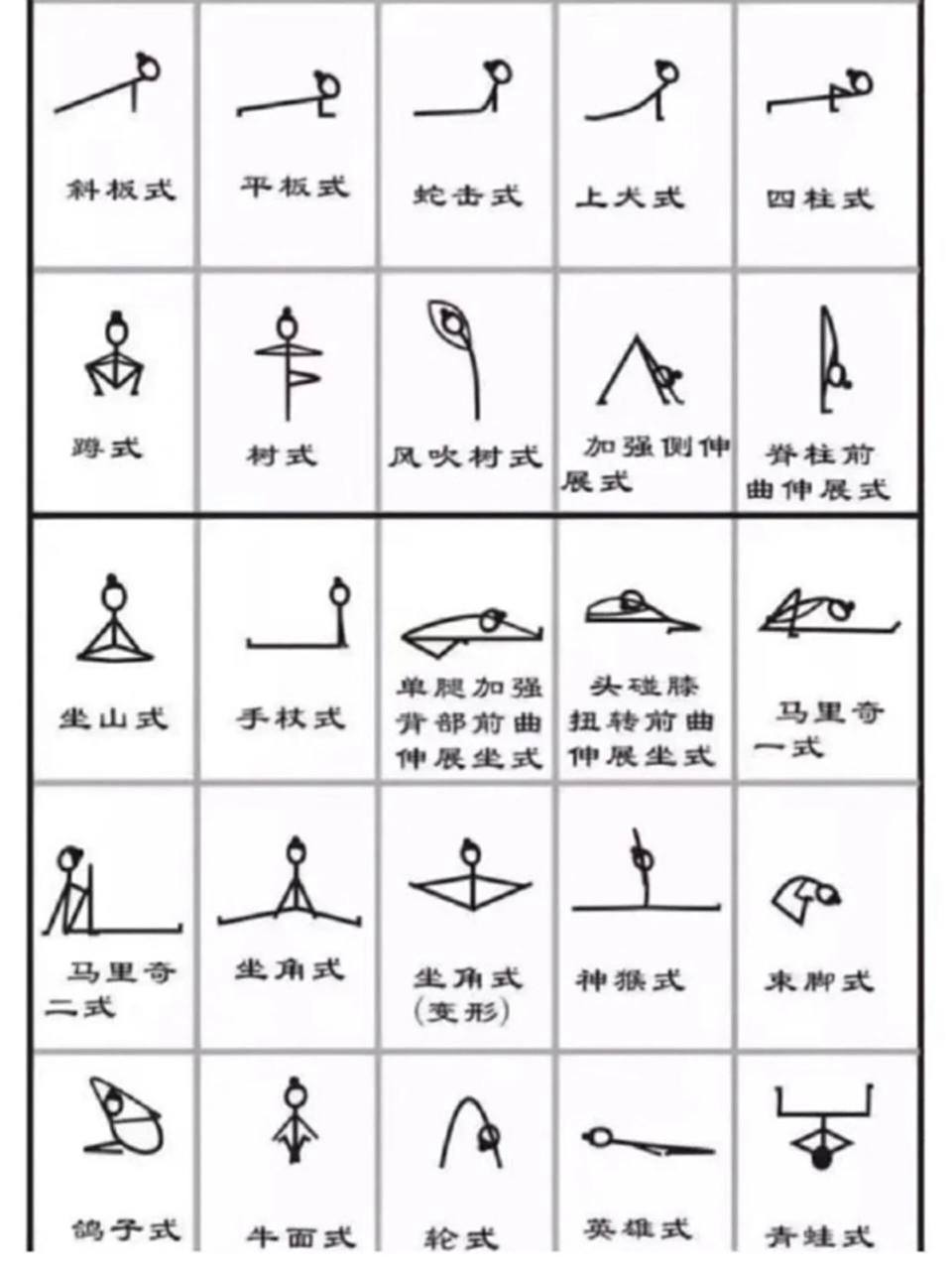 全网最全60个瑜伽体式小人图/简笔画 画瑜伽小人是瑜伽达人的必备技能