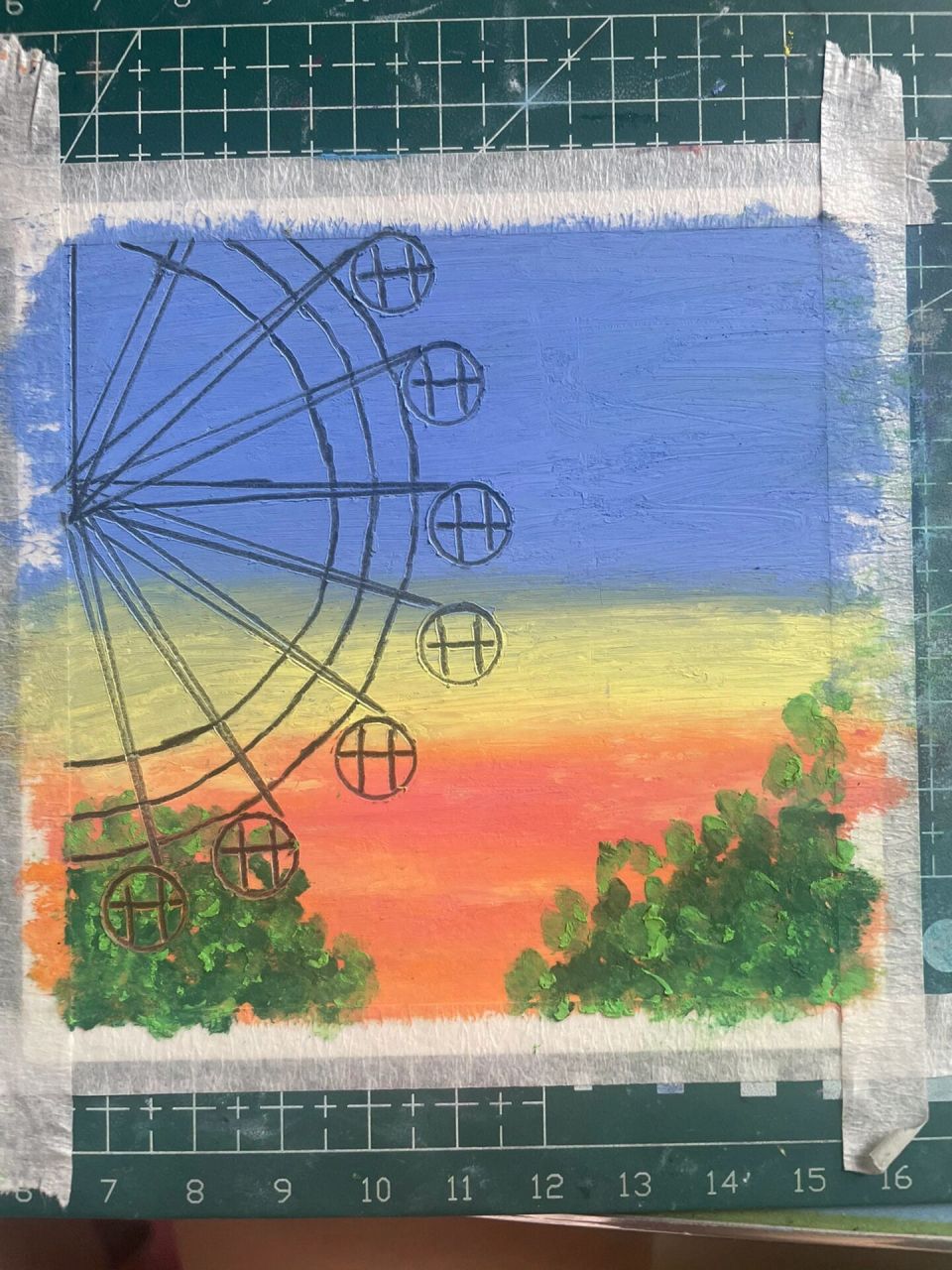 油画棒day 50 - 摩天轮🎡(附过程) 今日份油画棒 曾经一起做摩天轮